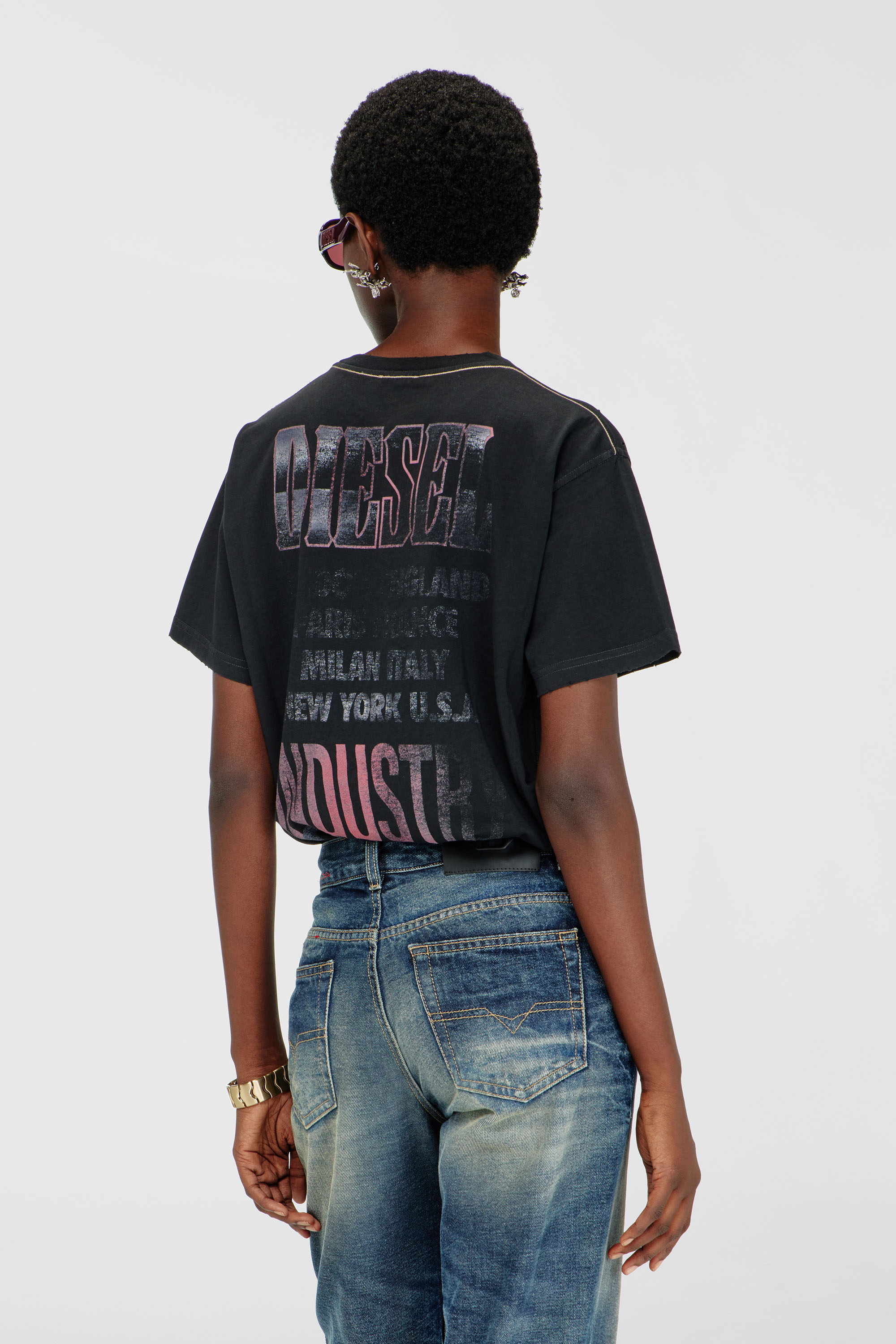 Diesel - T-MARLY, Woman's T-shirt with concert graphics and crystals in null - 4