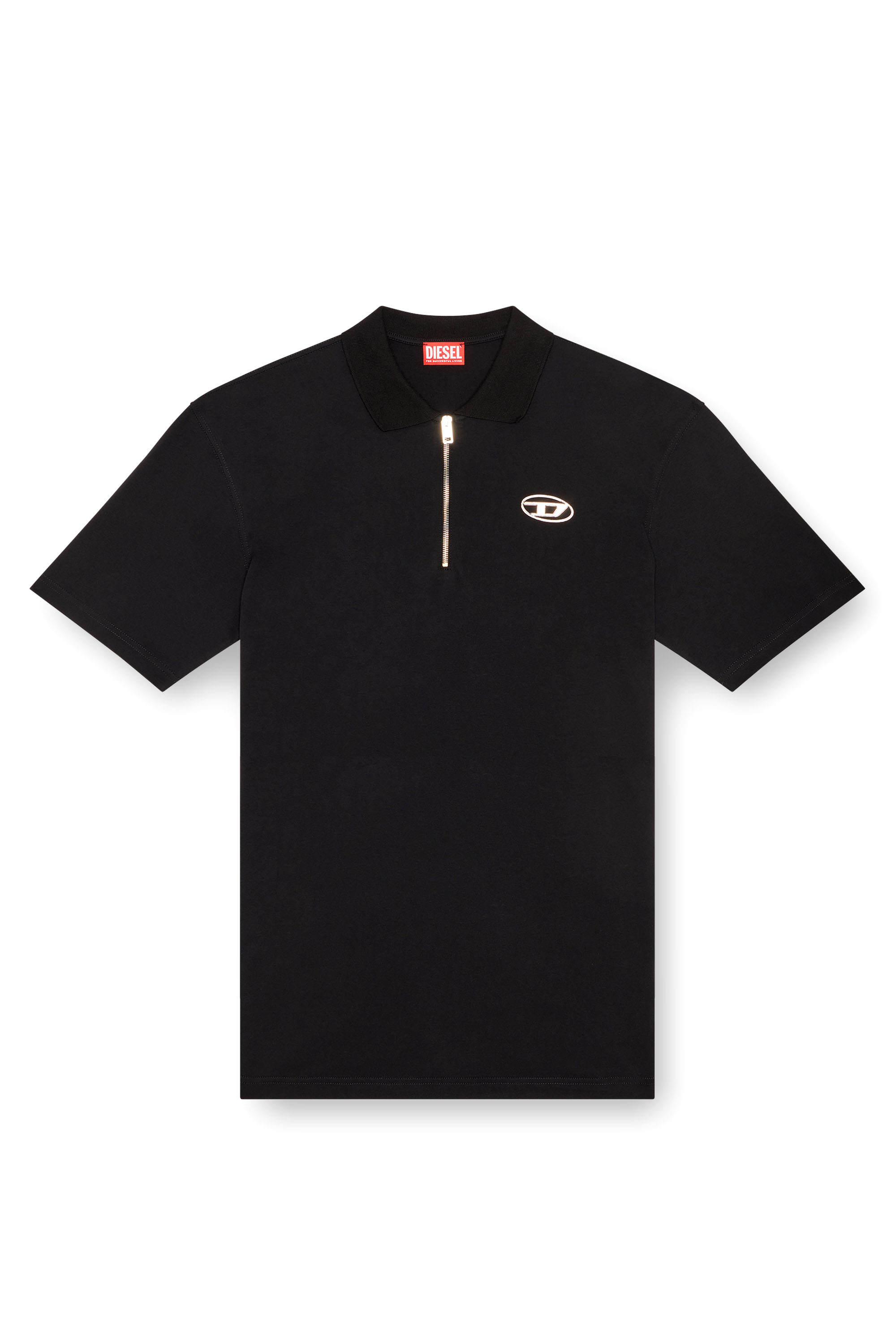 Diesel - T-VOR-OD, Man Polo shirt with half zip in Black - Image 4