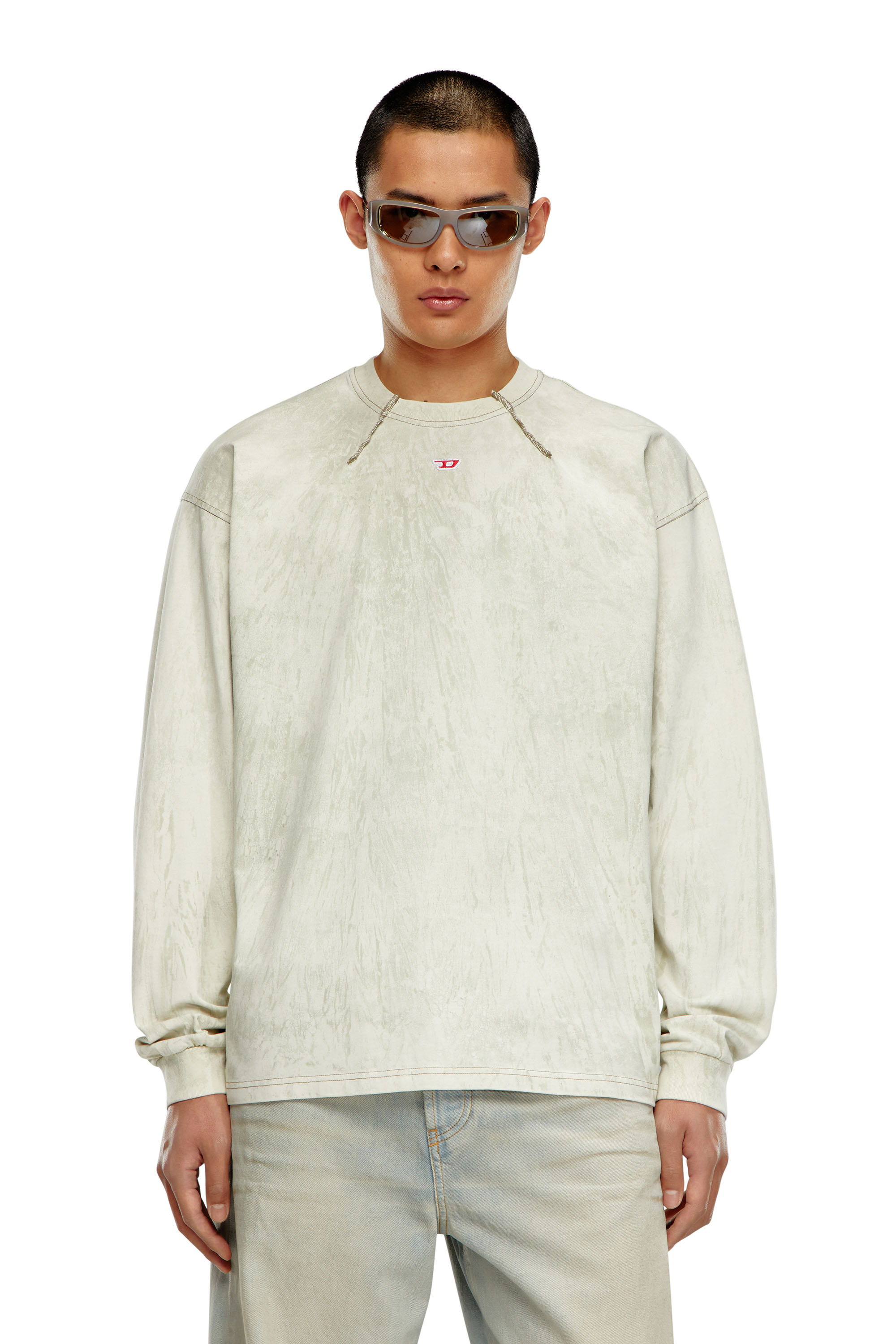 Diesel - T-COS-LS, Man Long-sleeve T-shirt in plaster jersey in White - Image 1