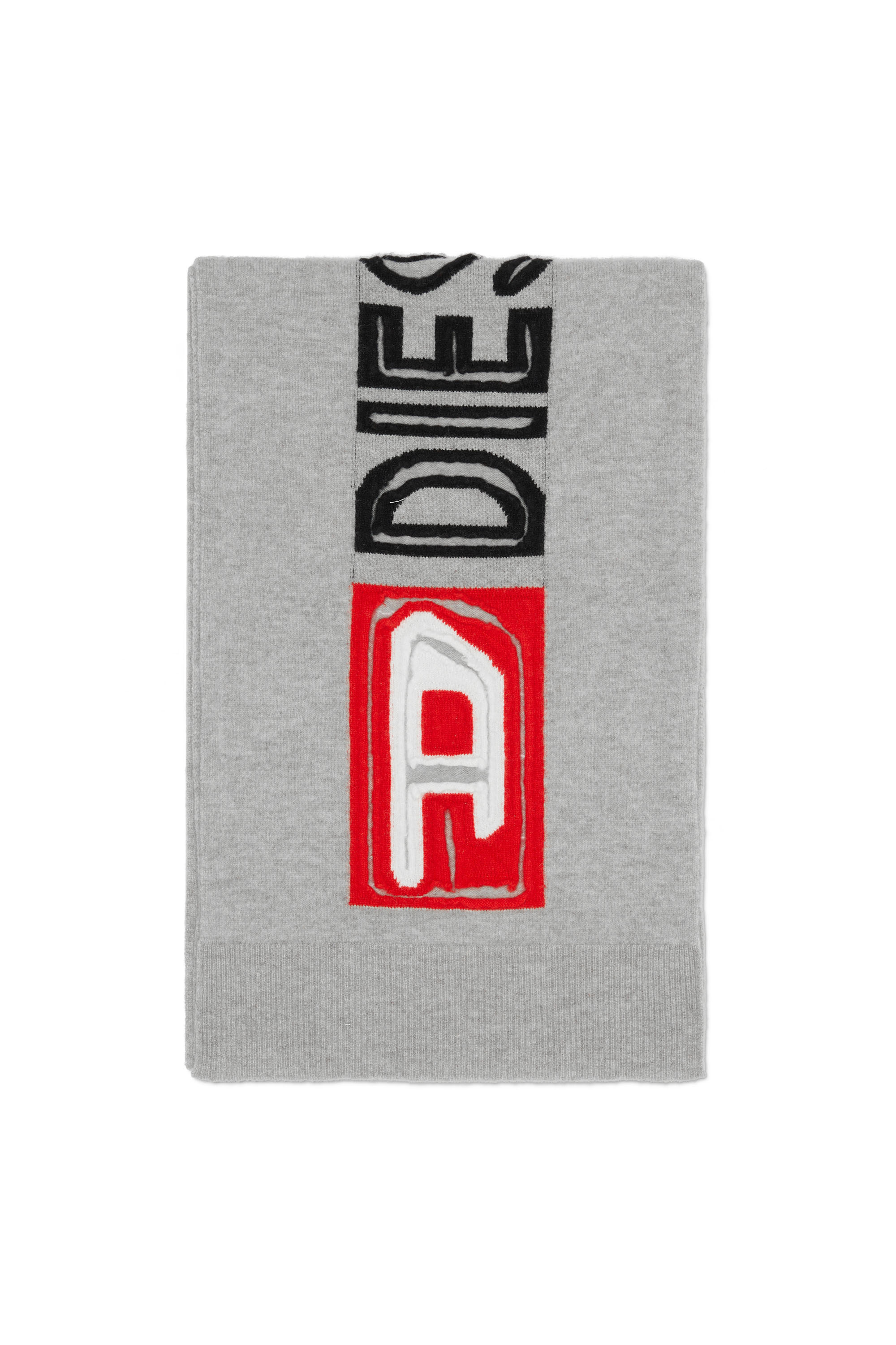 Diesel - K-PEFF, Unisex's Wool scarf with peel-off logo in Grey - 1