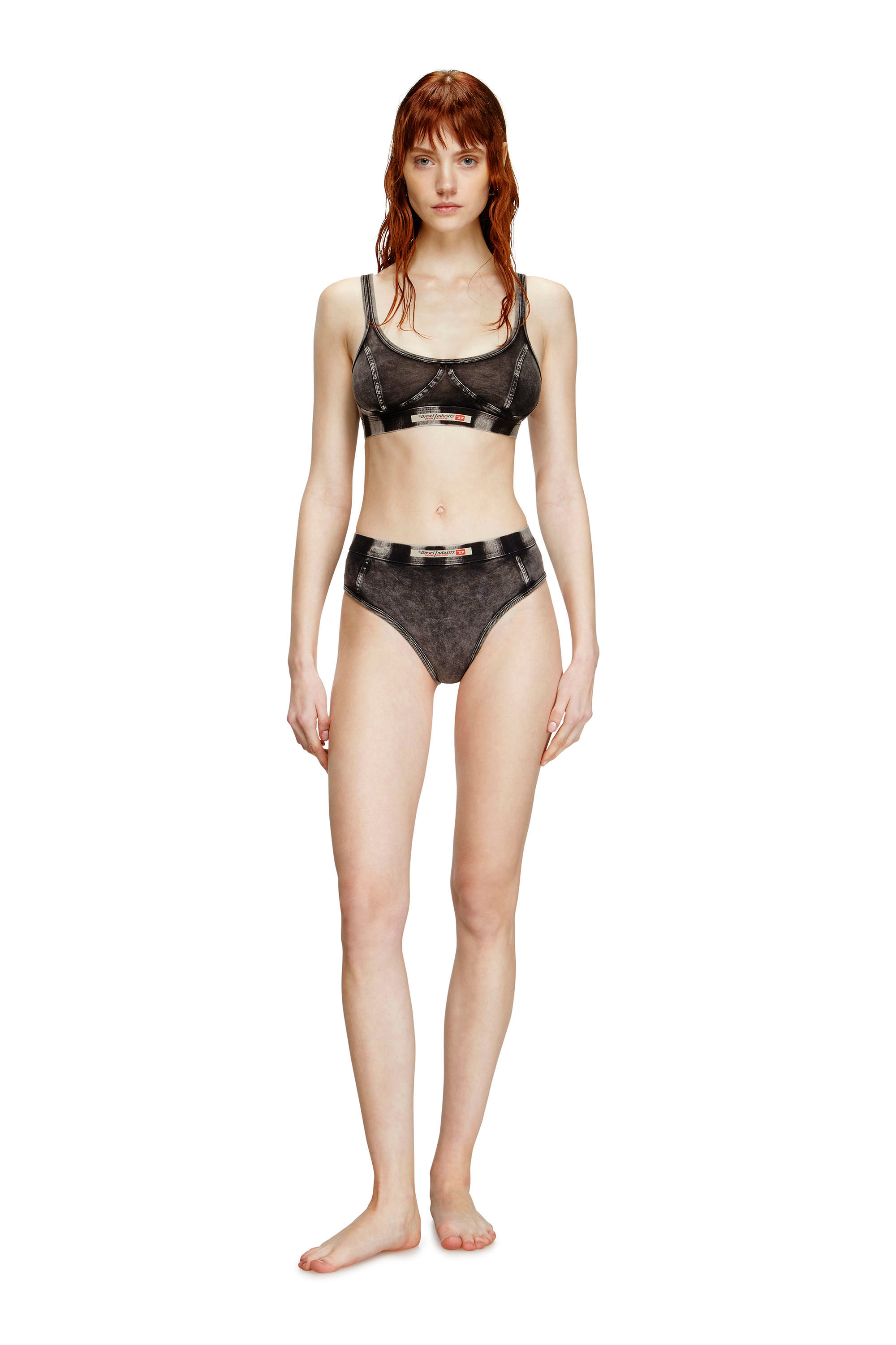 Diesel - KASSIE-DNM, Woman's Bralette in denim-effect jersey in Black - 1