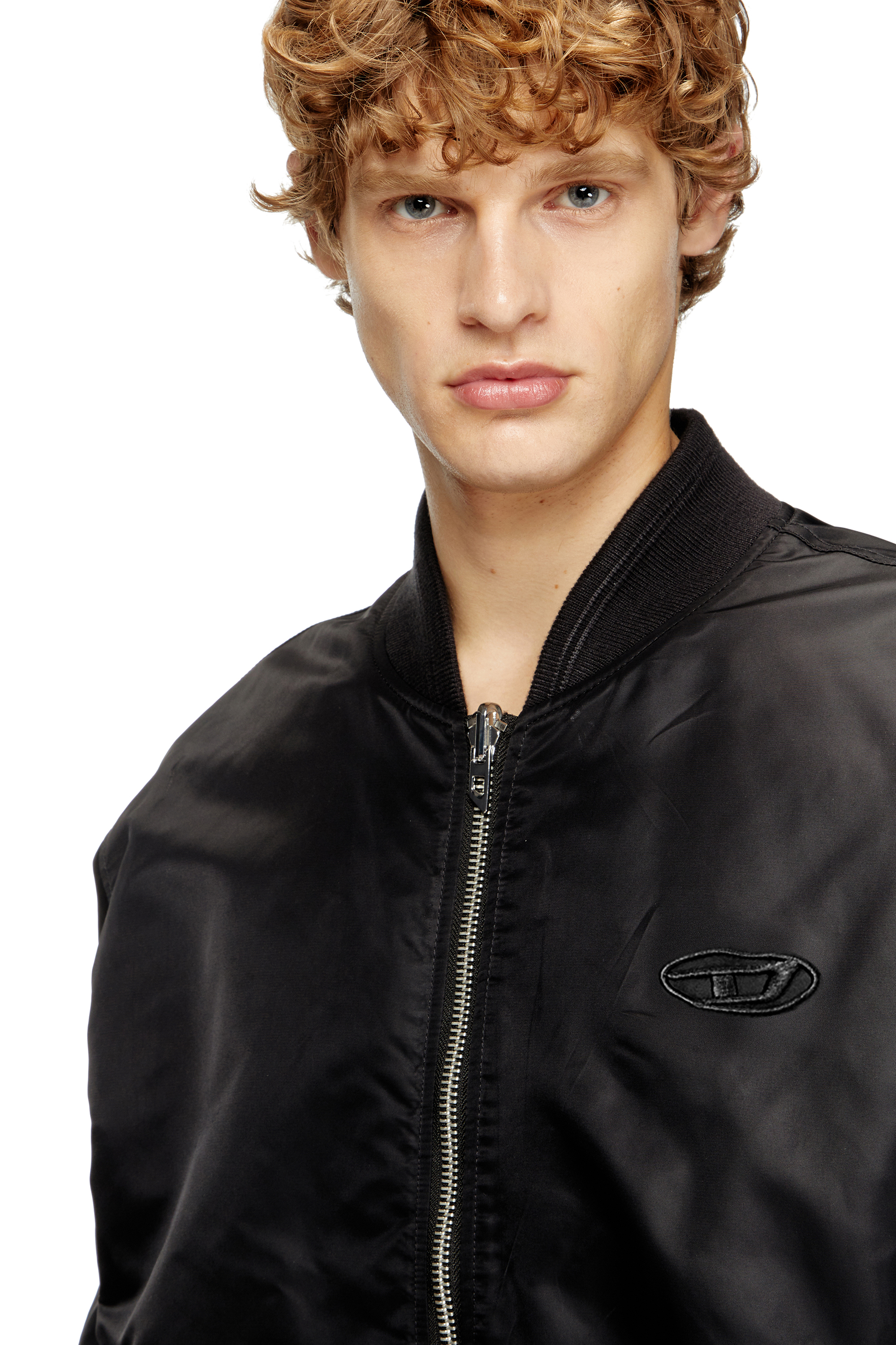 Diesel - W-TYPE-D1, Man's Padded bomber jacket with Oval D embroidery in Black - 5