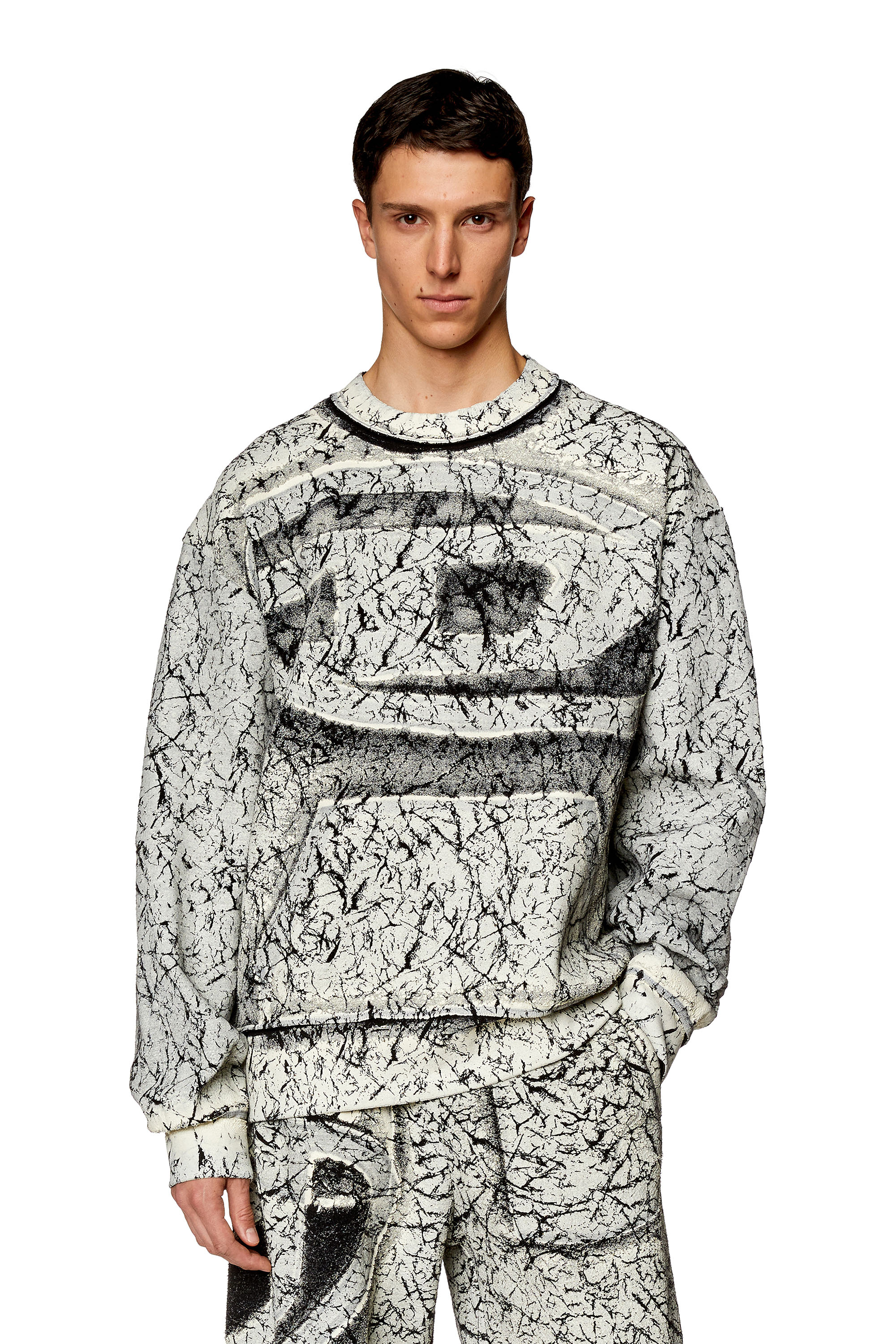 Diesel - S-MACOVAL, Man Sweatshirt with cracked coating in Multicolor - Image 1