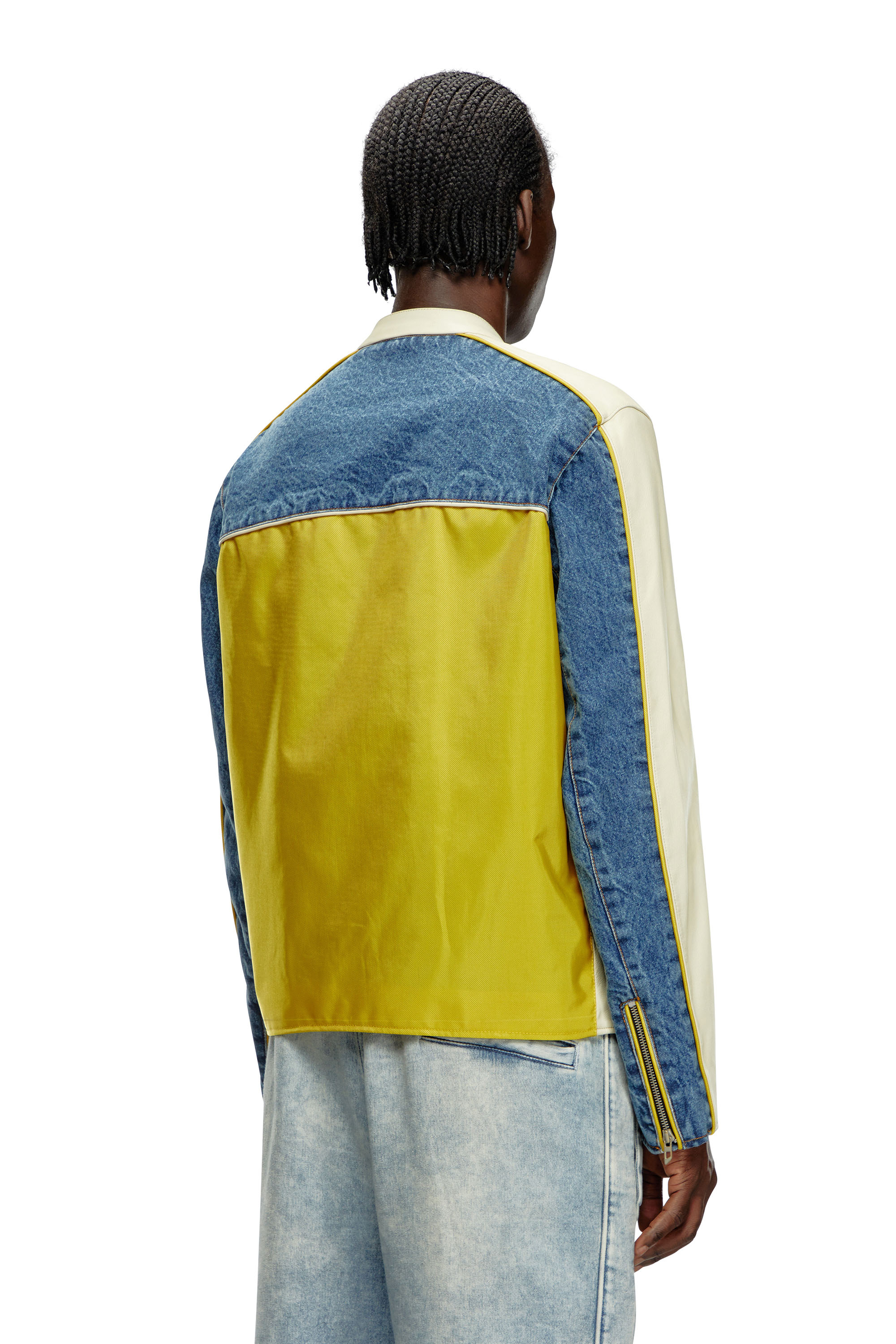 Diesel - L-LEOPOL, Man Denim and shell-panelled leather jacket in Multicolor - Image 4