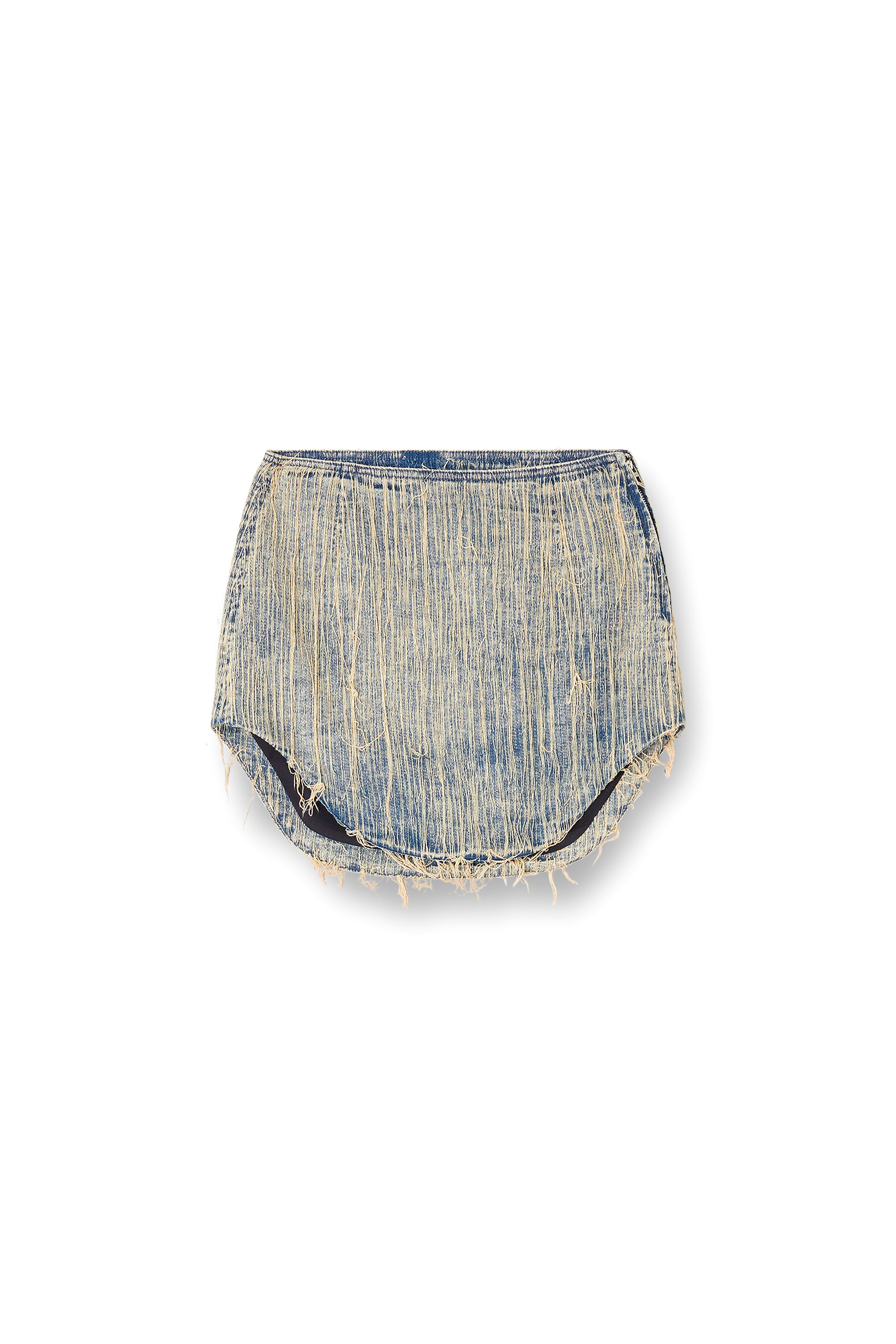 Diesel - DE-ADA-S, Woman's Denim mini skirt with raw edge details in Medium blue - 3