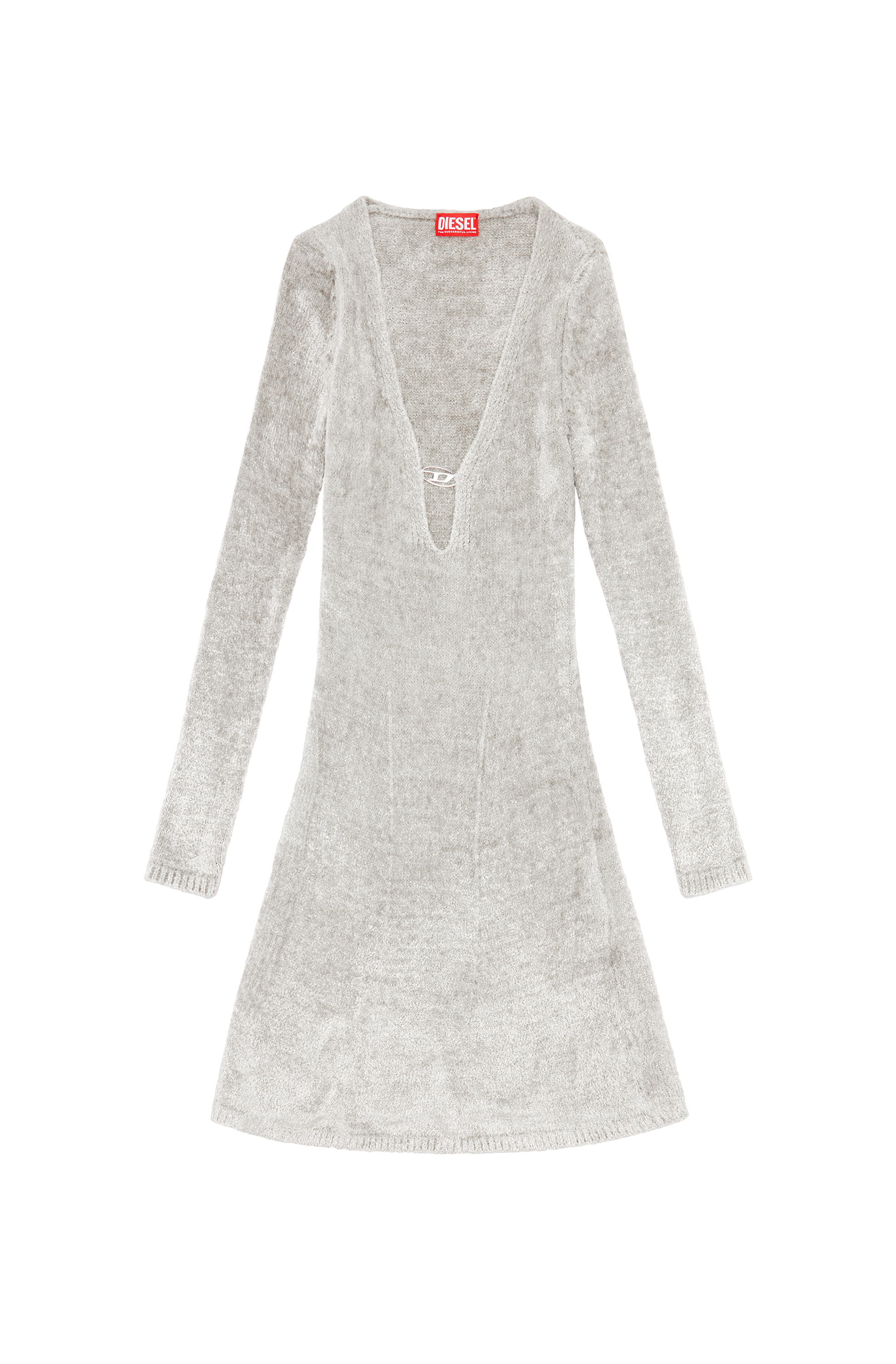 Diesel - M-COLEEN, Woman Short chenille dress with deep neckline in Grey - Image 5