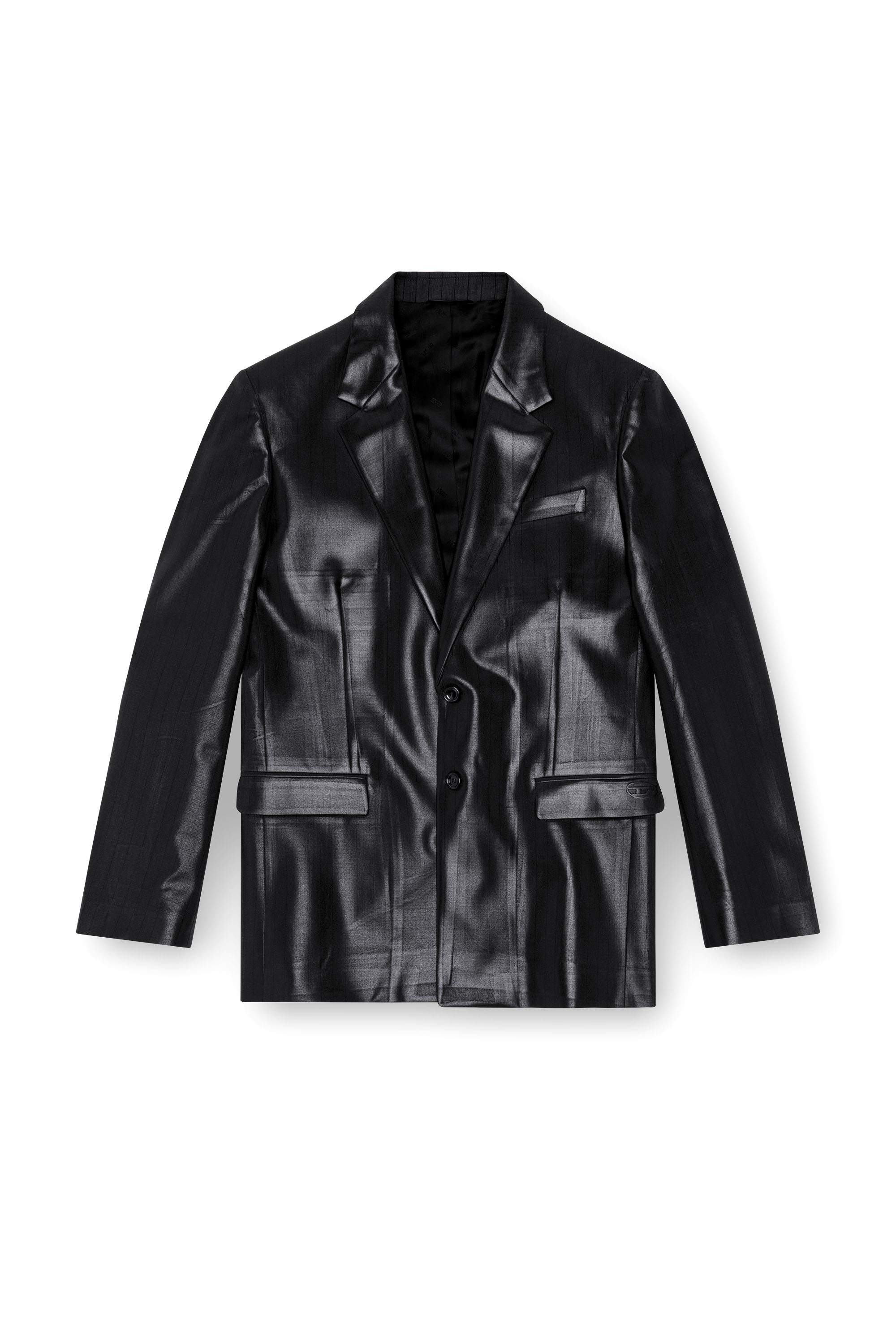 Diesel - J-STANLEY, Man Pinstripe blazer with coated front in Black - Image 3