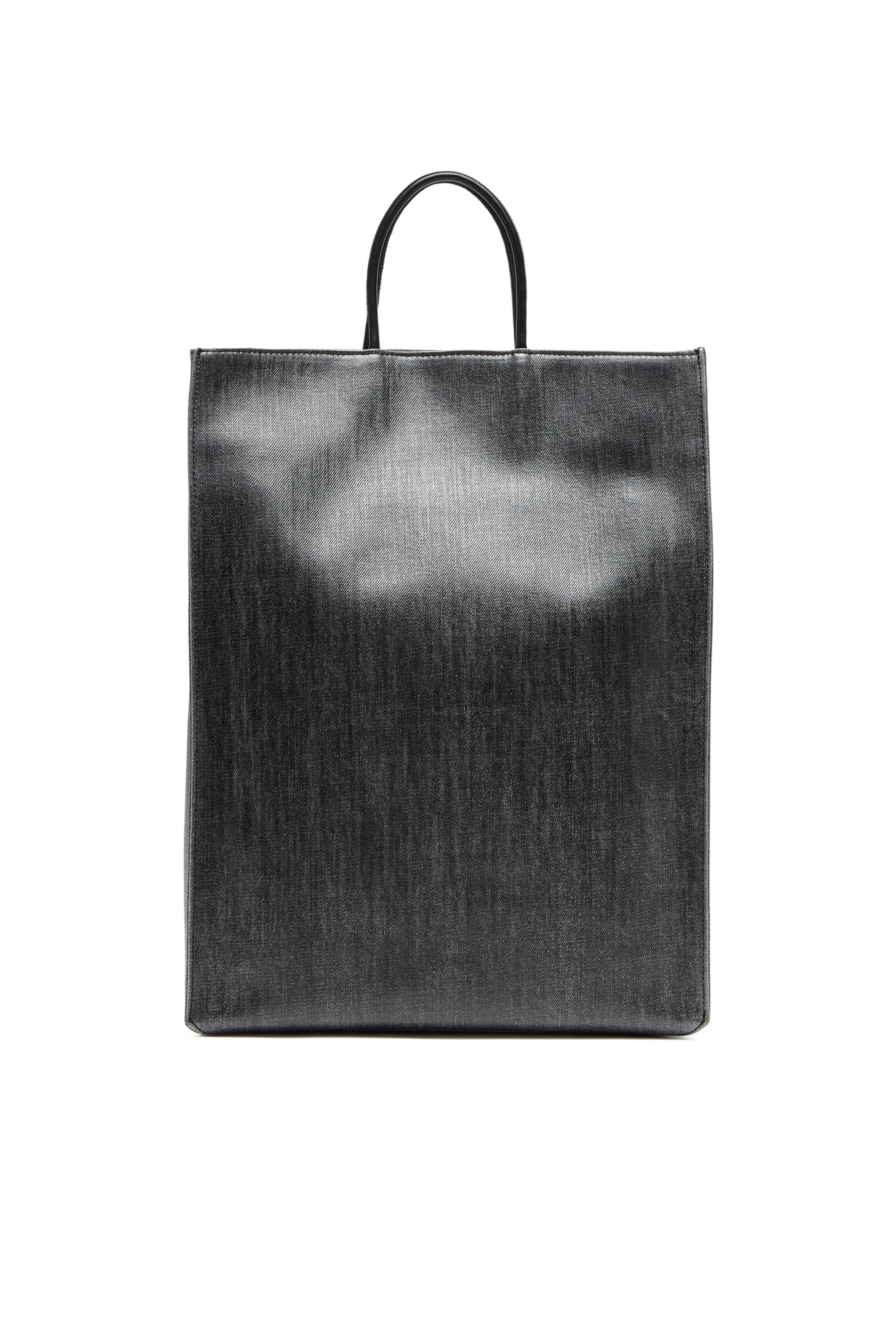 Diesel - DSL 3D SHOPPER L X, Man's Dsl 3D L-Large tote bag in coated solarised denim in Black - 2