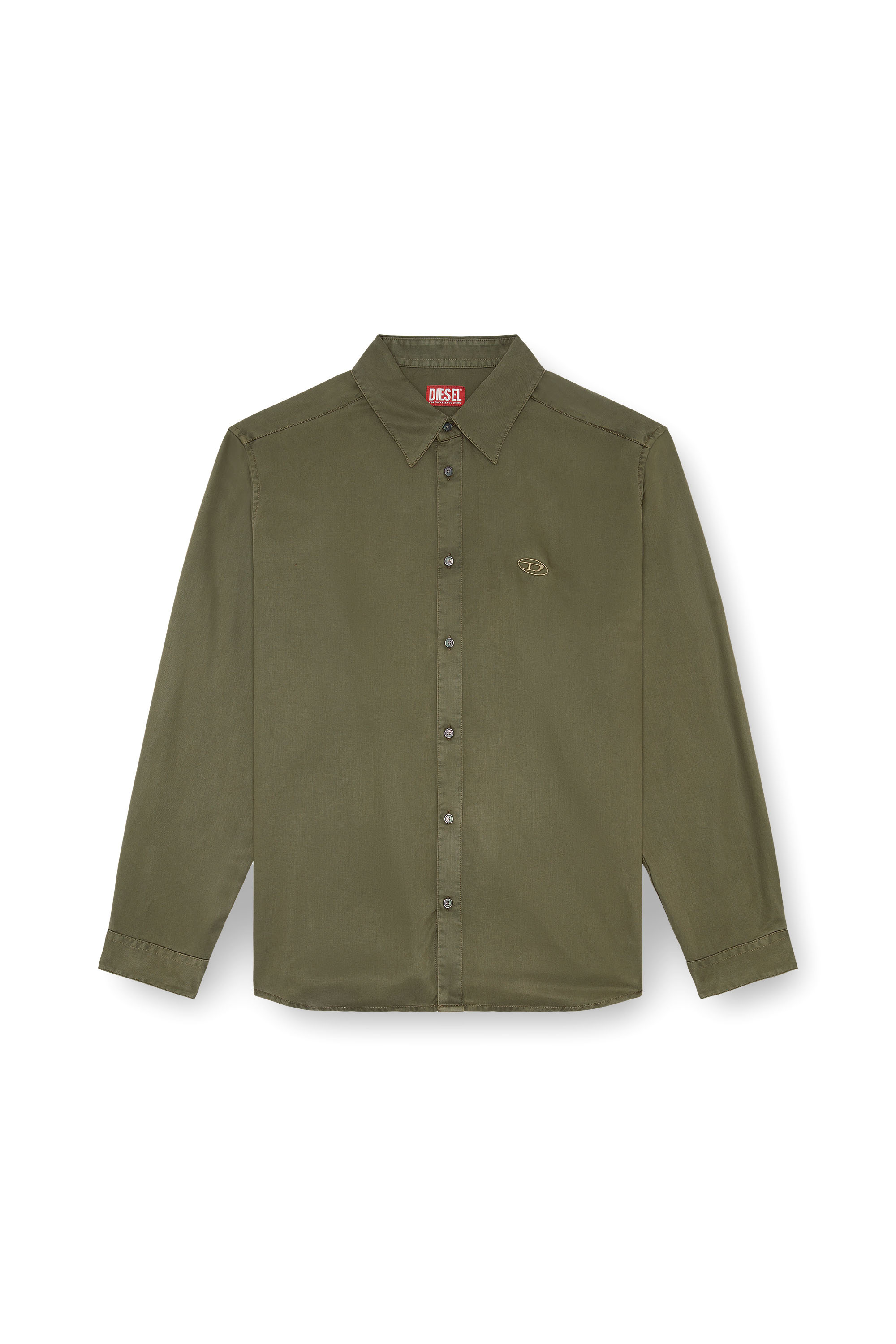 Diesel - S-SIMPLY-C, Man Fluid shirt with logo embroidery in Green - Image 3