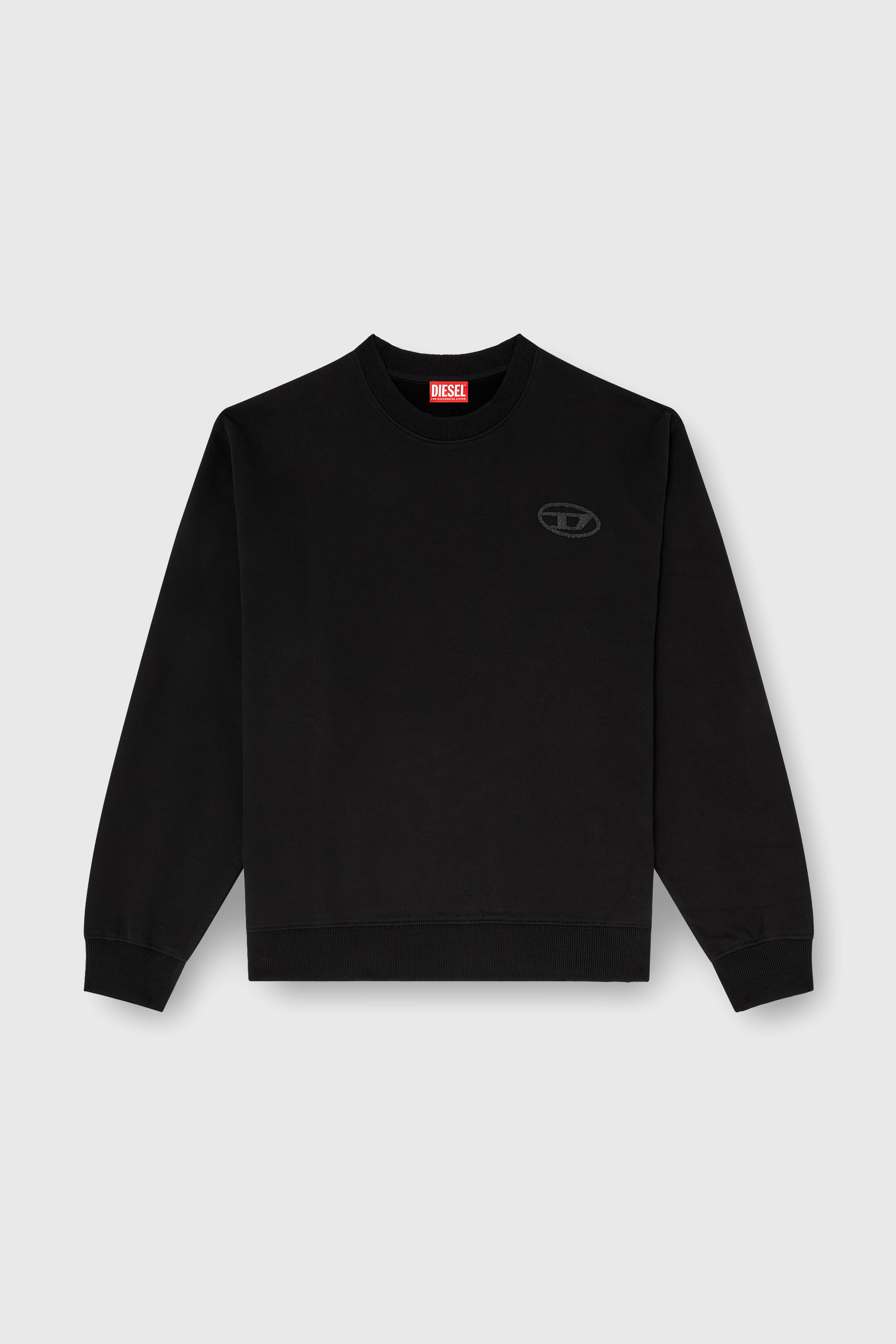 Diesel - S-LUK-R-T92, Man's Cotton sweater with tonal Oval D logo embroidery in Black - 2