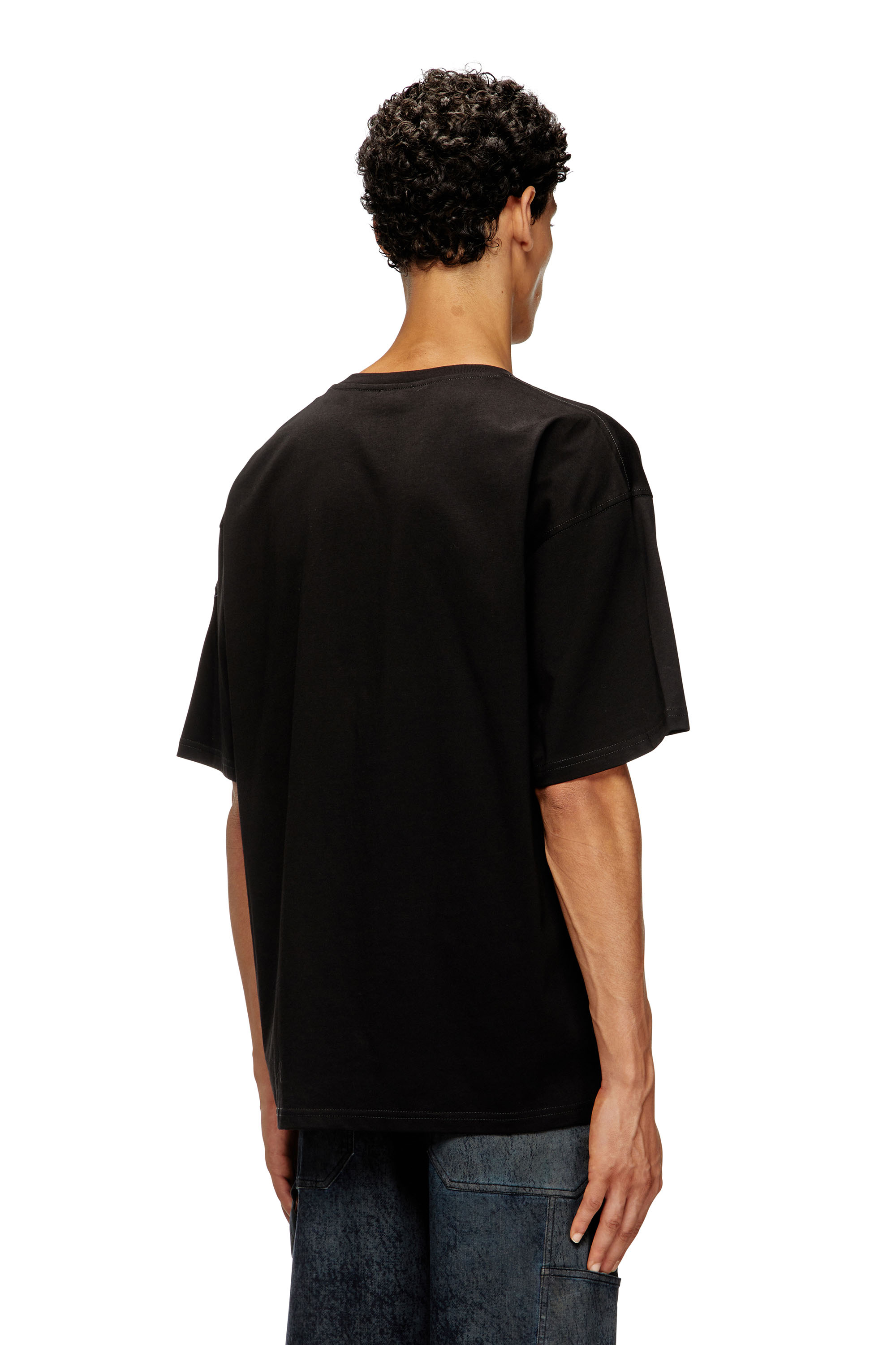 Diesel - T-BOXT-T21, Man's Cotton t-shirt with Shark mouth print in Black - 4