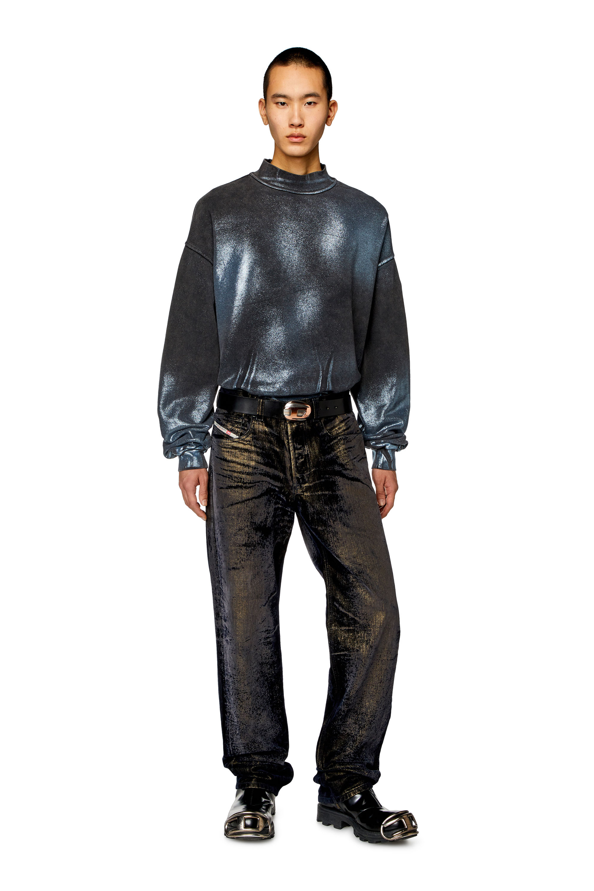 Diesel - F-ALEXAN, Man Faded metallic sweatshirt in Multicolor - Image 2