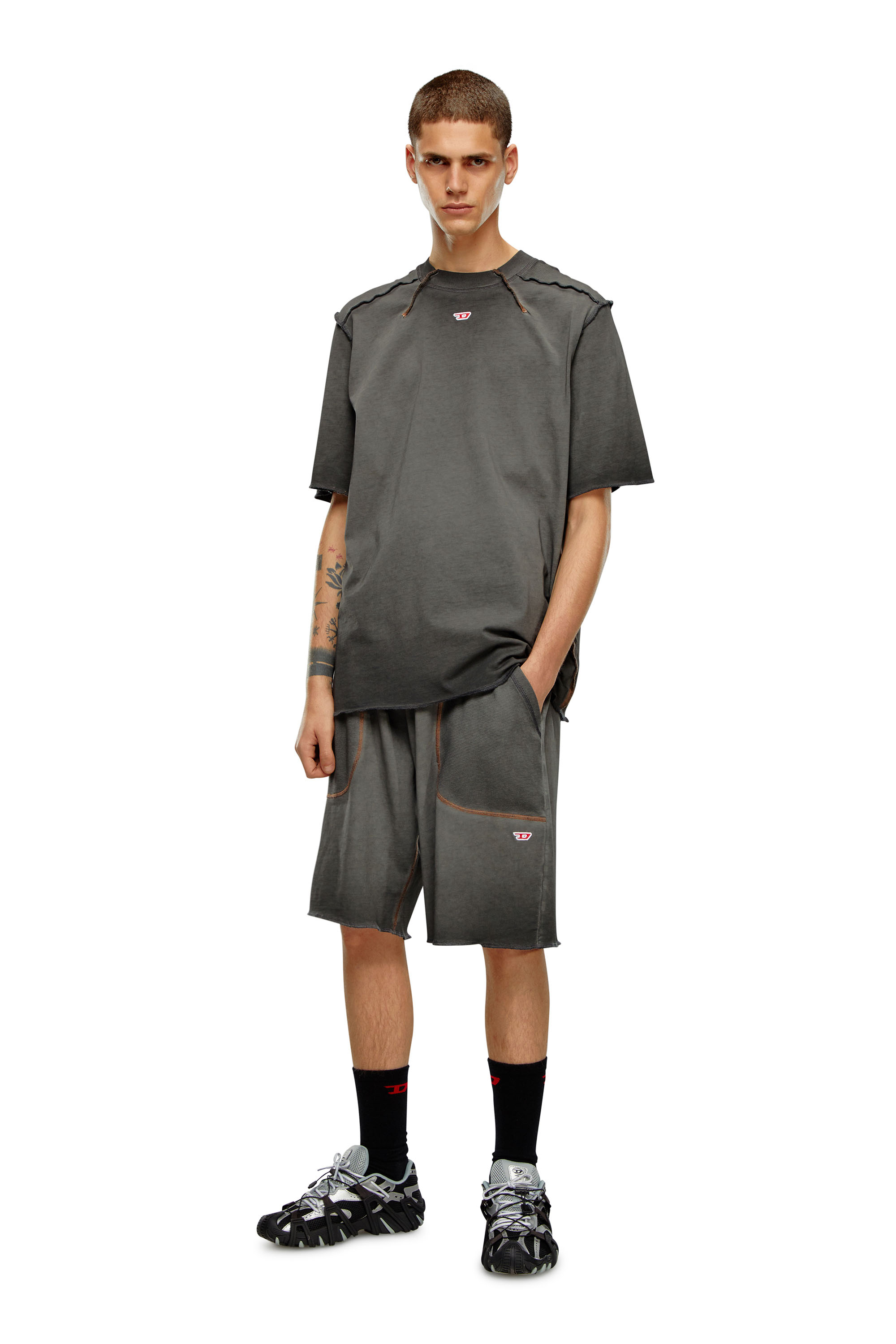Diesel - P-BASK, Man Sweat shorts with waffle-knit details in Black - Image 2