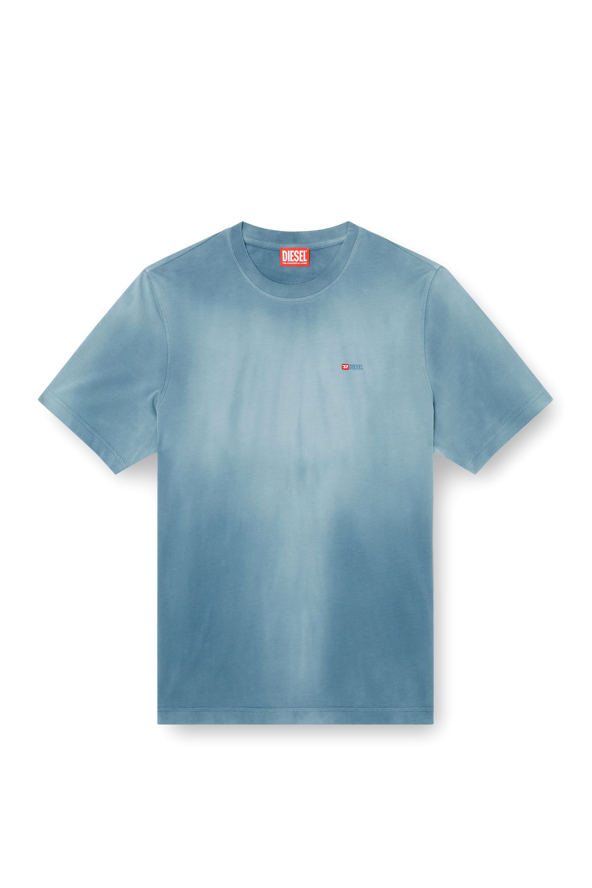 Diesel - T-ADJUST-R15, Man's Faded T-shirt with micro logo embroidery in Light Blue - 3