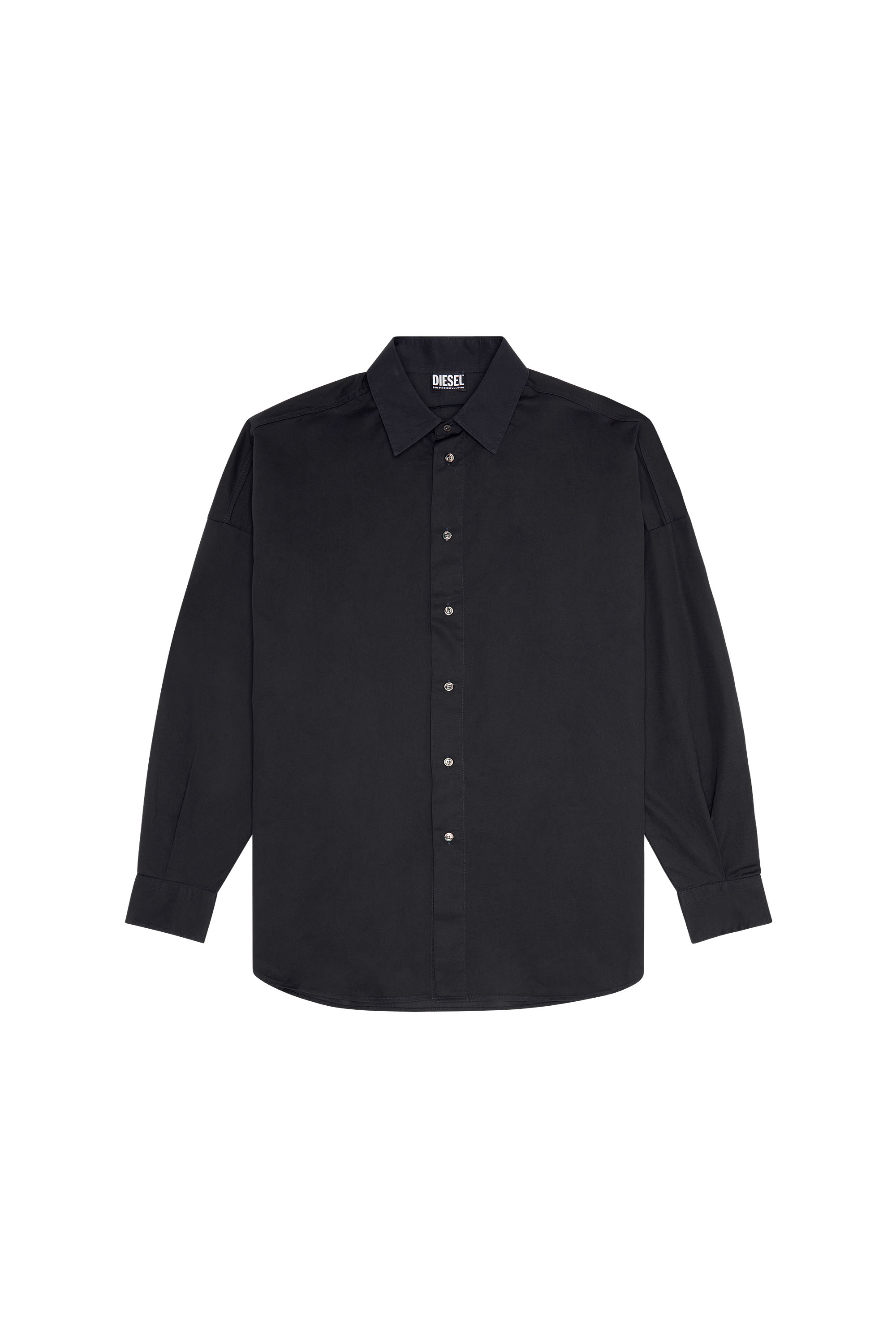 Diesel - S-LIMO-LOGO, Man Shirt with maxi logo embroidery in Black - Image 3