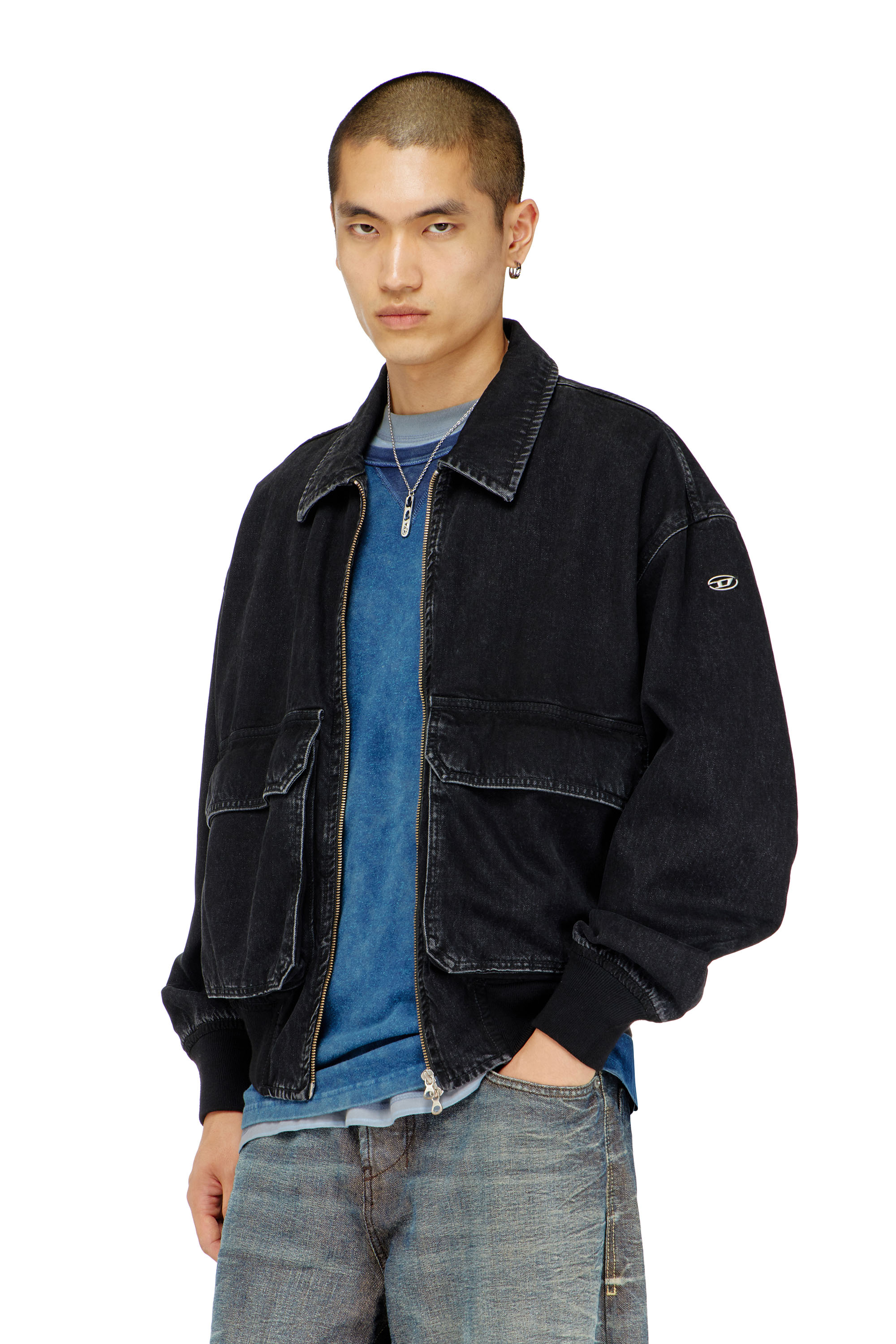 Diesel - D-KURZ, Unisex's Jacket in denim in Black - 1