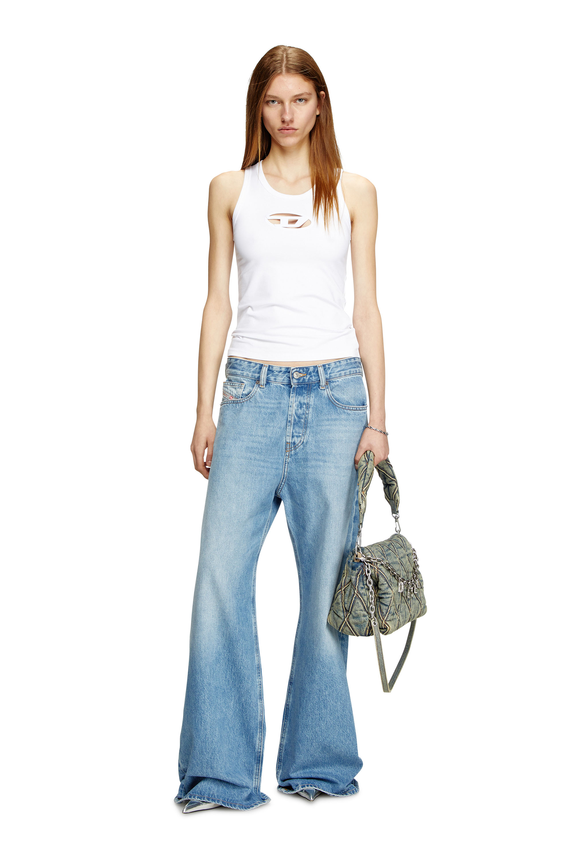 Diesel - T-LYNYS-OD, Woman's Tank top with cut-out Oval D logo in White - 1