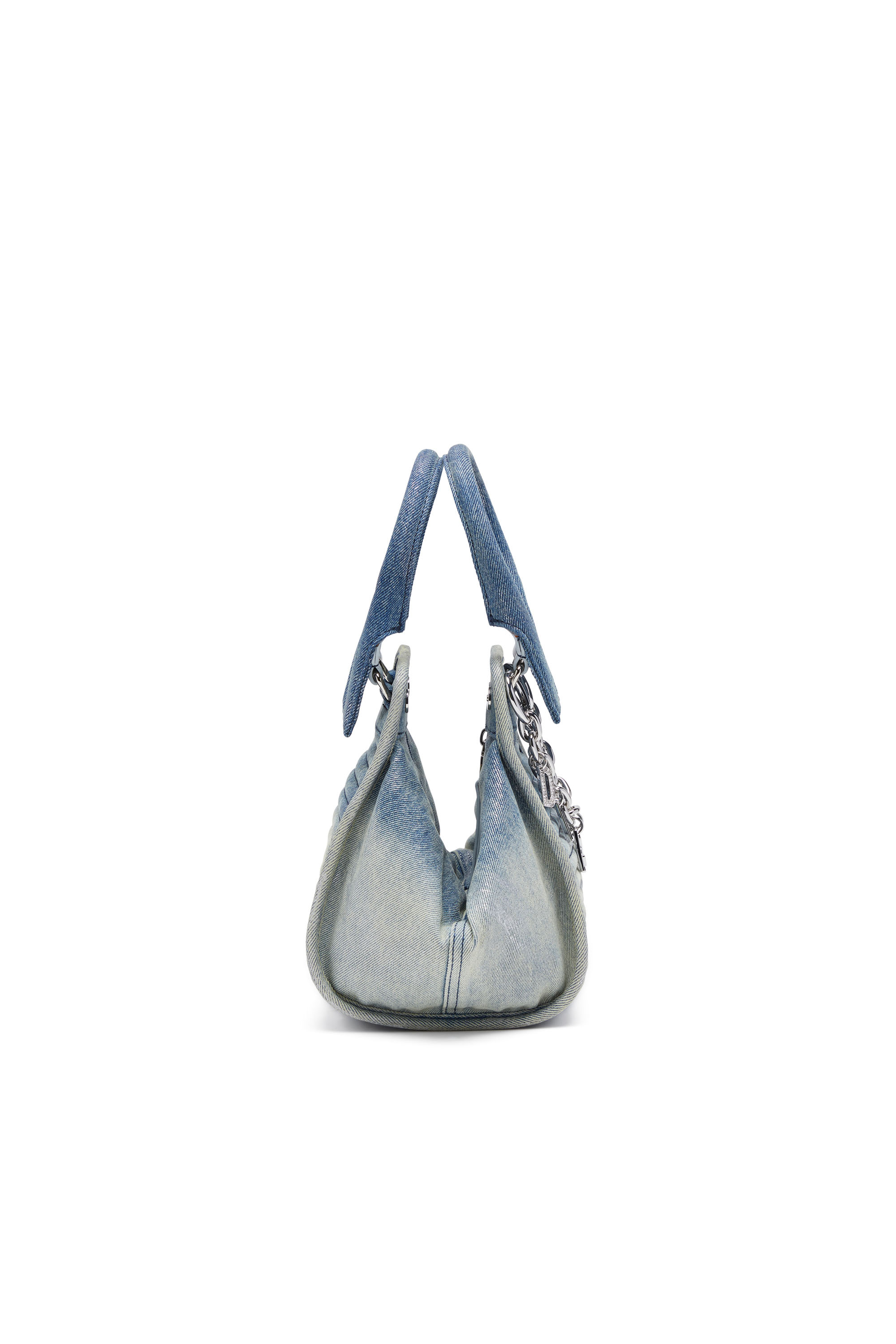 Diesel - D-VINA-XS, Woman D-Vina-Xs-Handbag in reflective solarised denim in Blue - Image 3