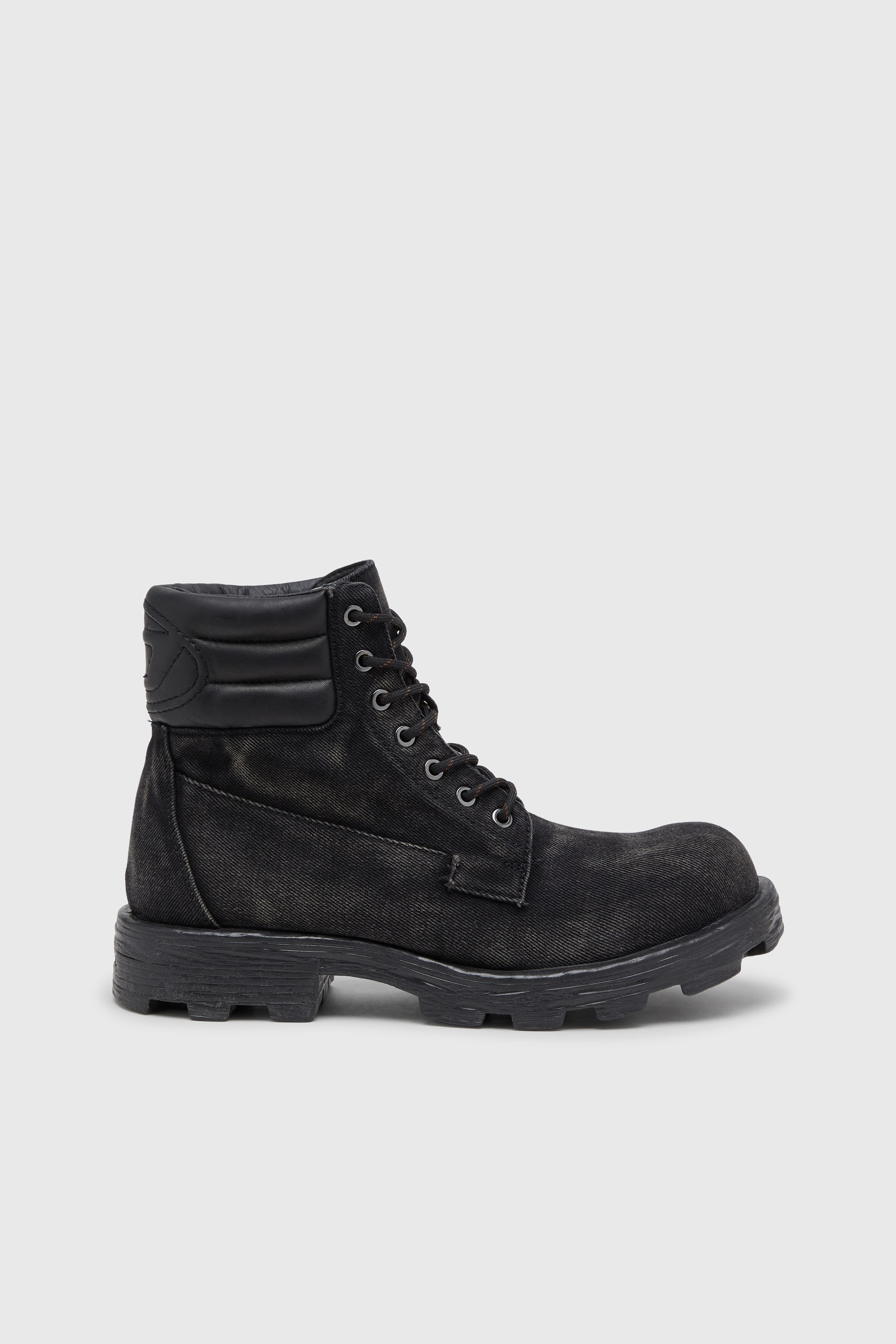 Diesel - D-HAMMER LACE UP, Man's D-Hammer-Combat boots in denim and leather in Black - 1