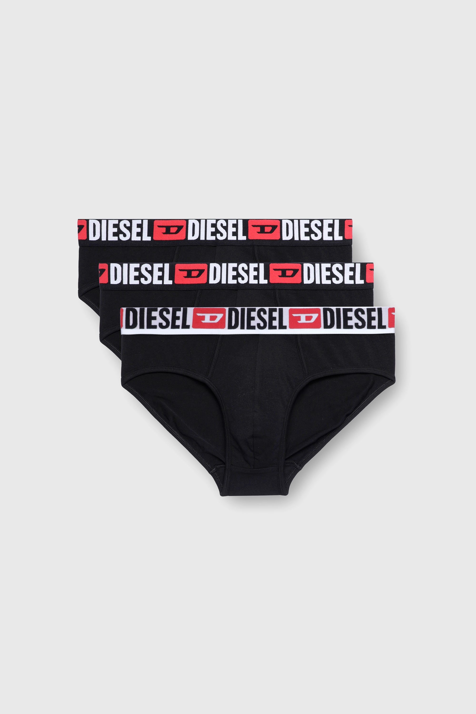Diesel - UMBR-ANDRETHREEPACK, Man's Three-pack of solid-colour briefs in Black/White - 2