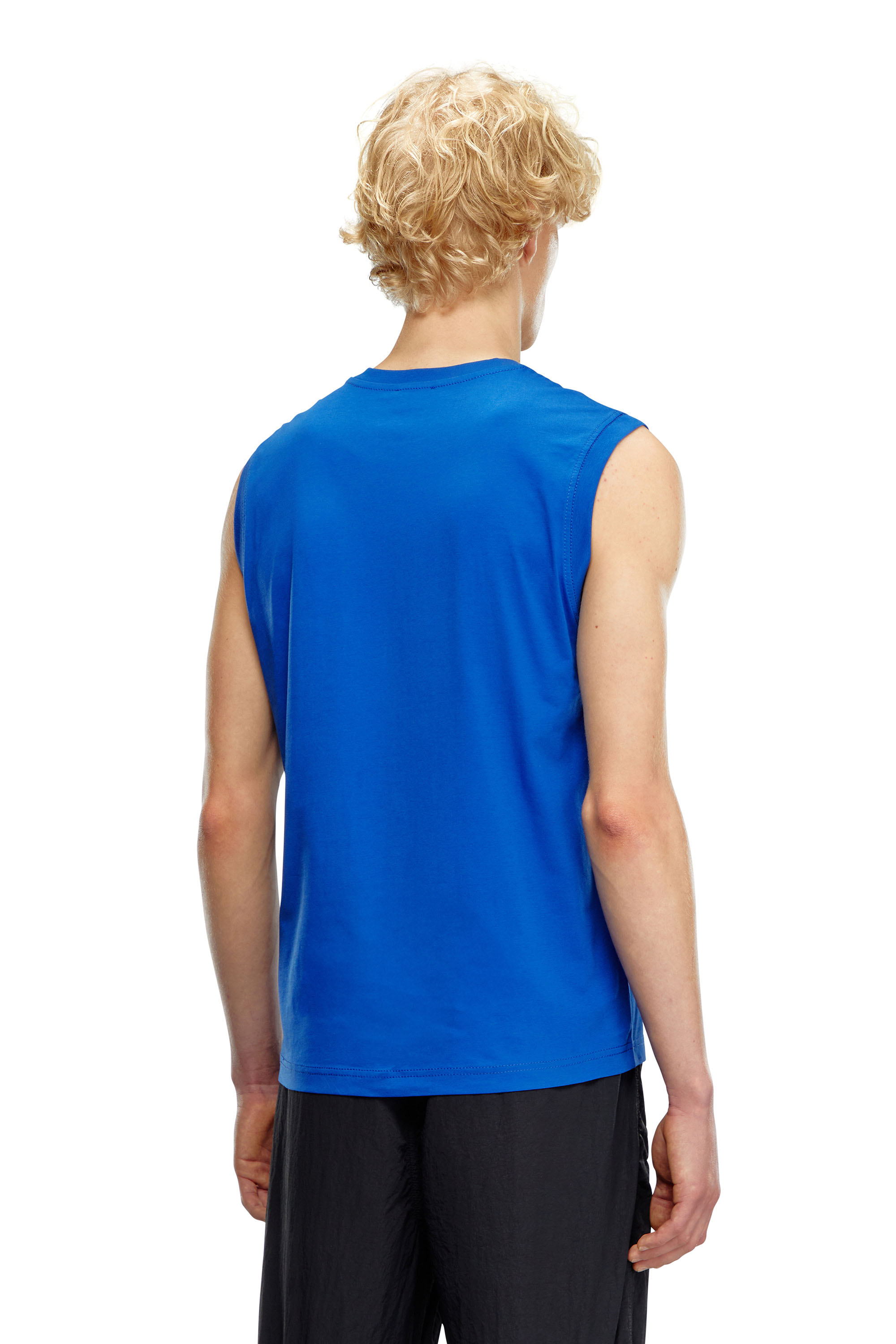 Diesel - T-ISCO-DIV, Man's Tank top with chest logo print in Blue - 4