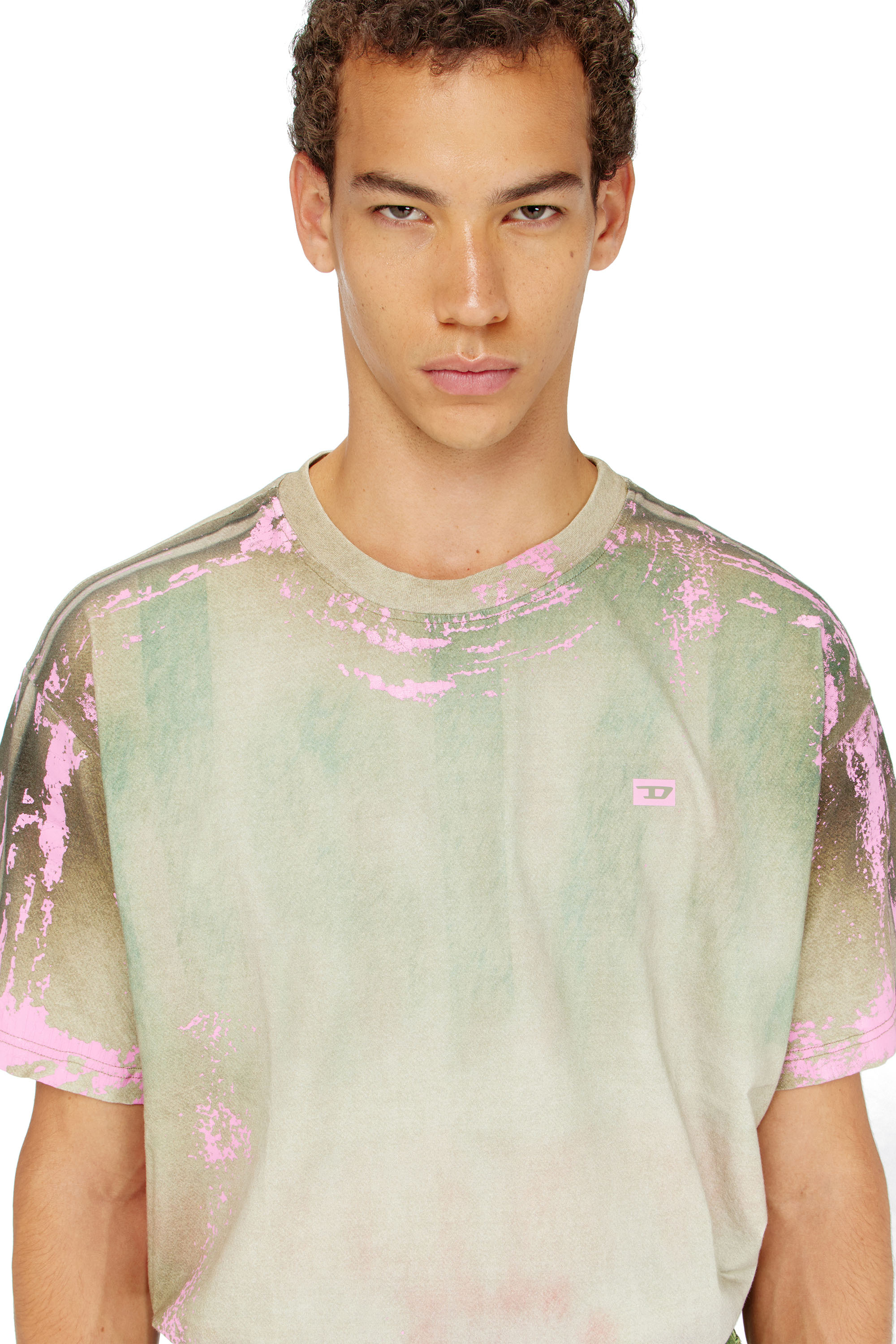 Diesel - T-FILMY-SHO, Man's T-shirt in cracked leather-effect jersey in null - 4