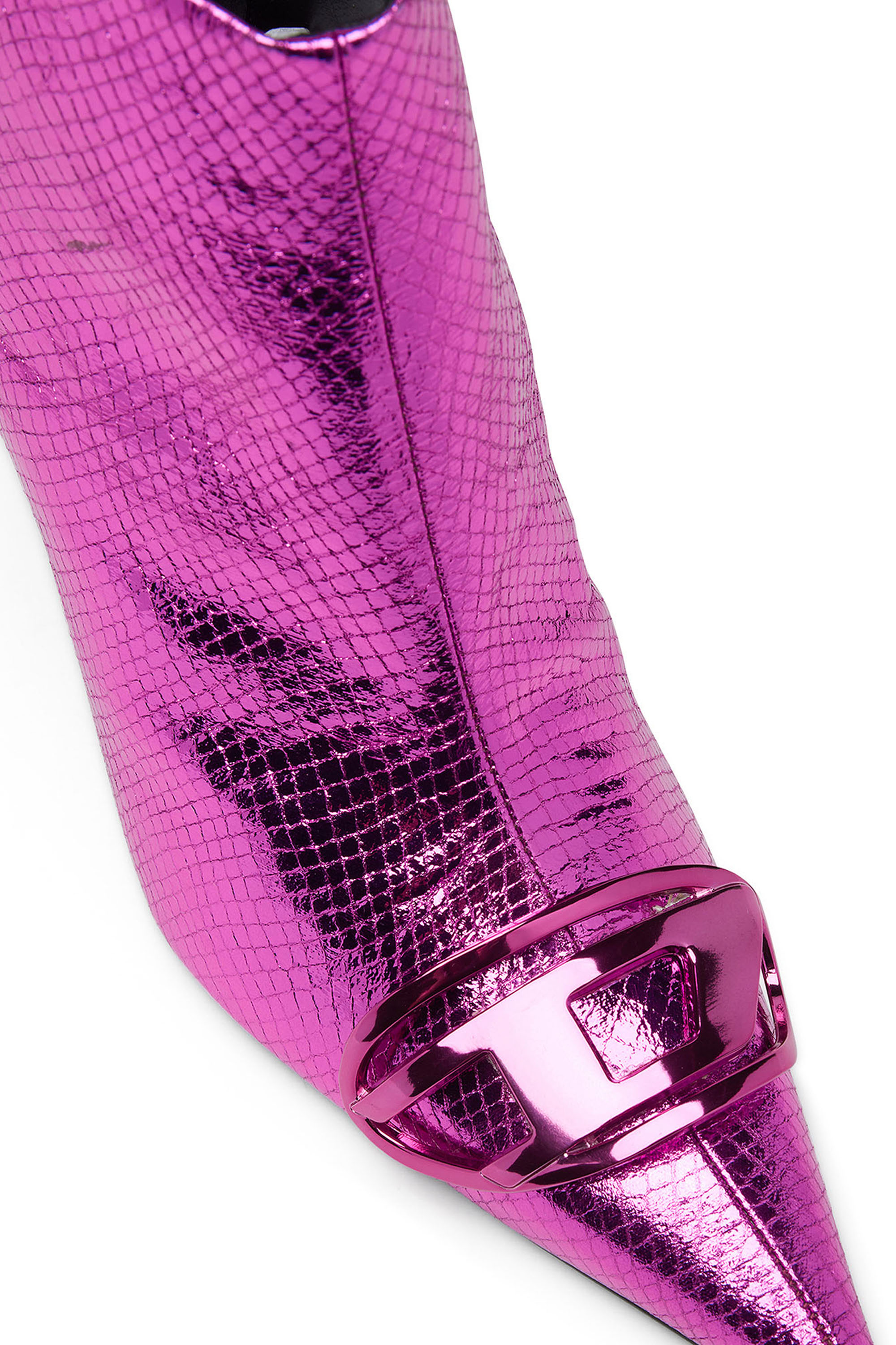 Diesel - D-VENUS AB, Woman D-Venus-Patent snake-effect ankle boots in Pink - Image 4