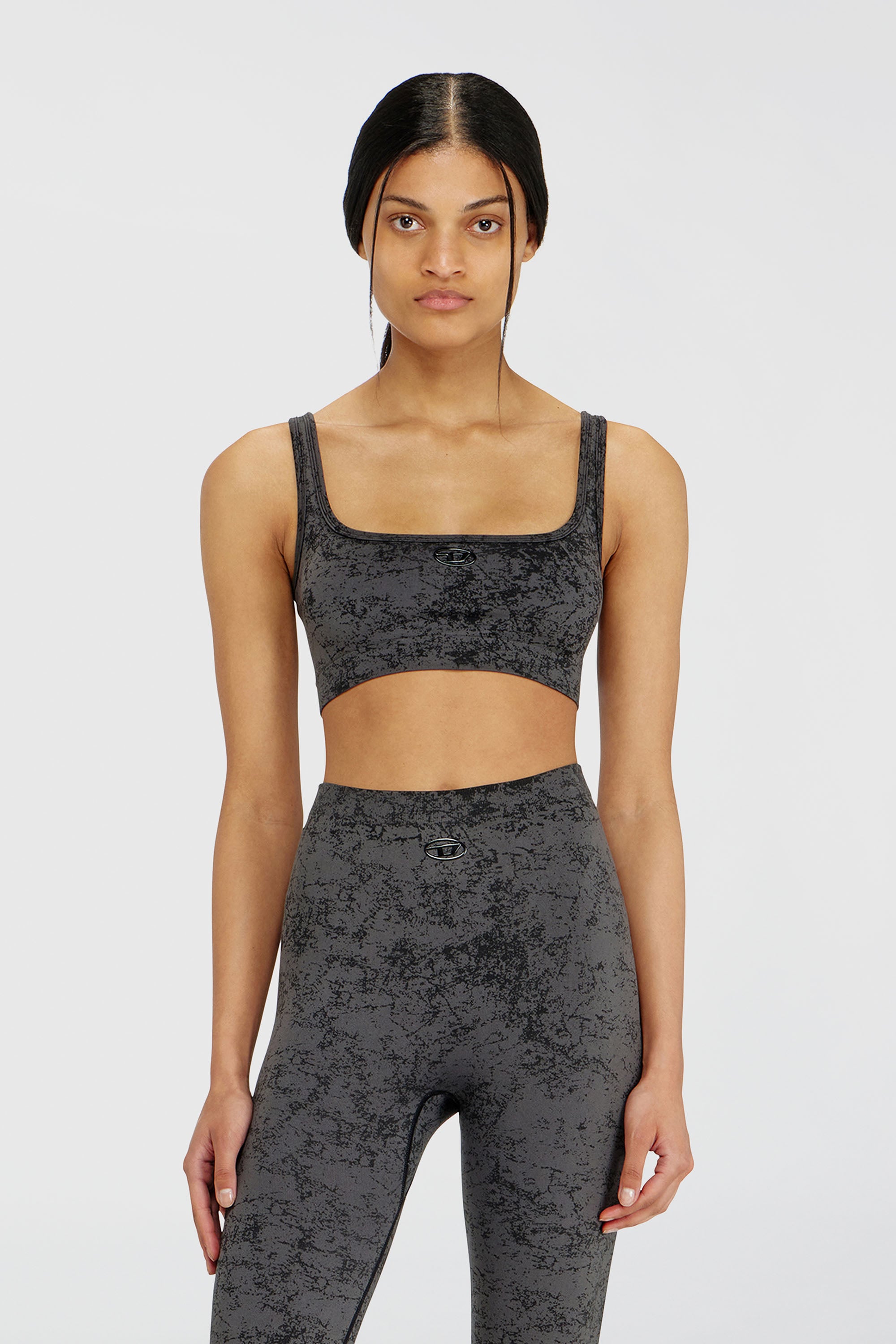 Diesel - HELLA-UTLT, Woman's Sports bra with utilitarian print in Dark grey - 1