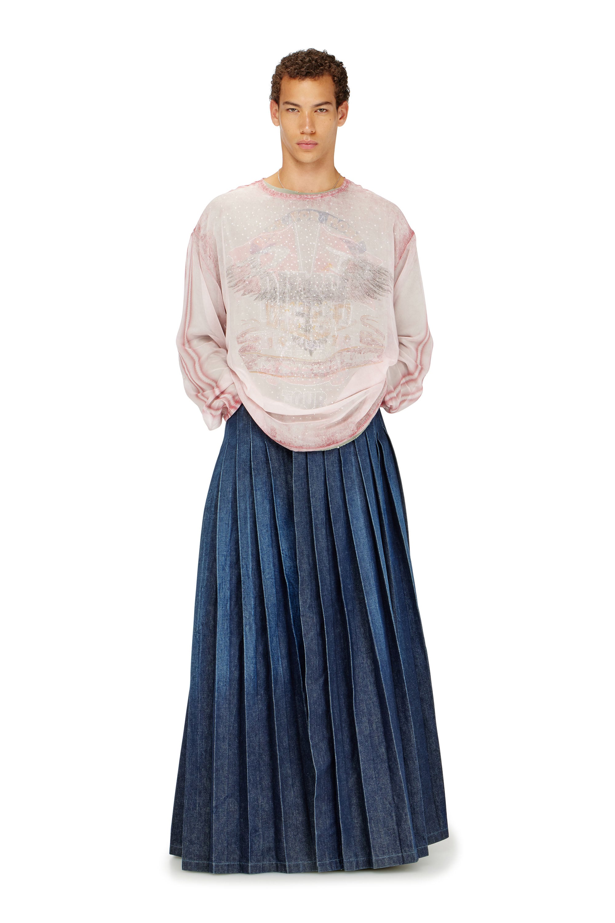 Diesel - T-DOUBLEX-LS, Man's Sheer chiffon top with concert graphics in null - 2