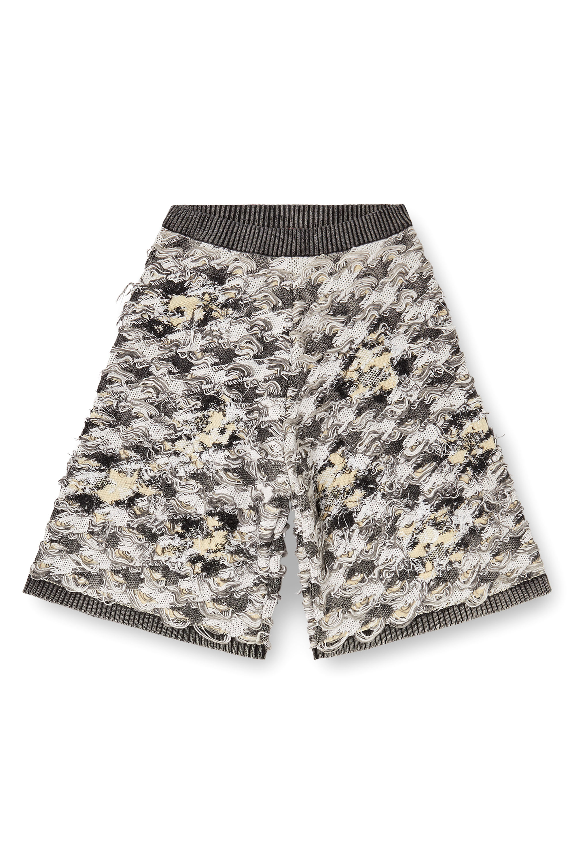 Diesel - M-VANJA, Woman's Destroyed houndstooth-jacquard shorts in Grey/White - 2
