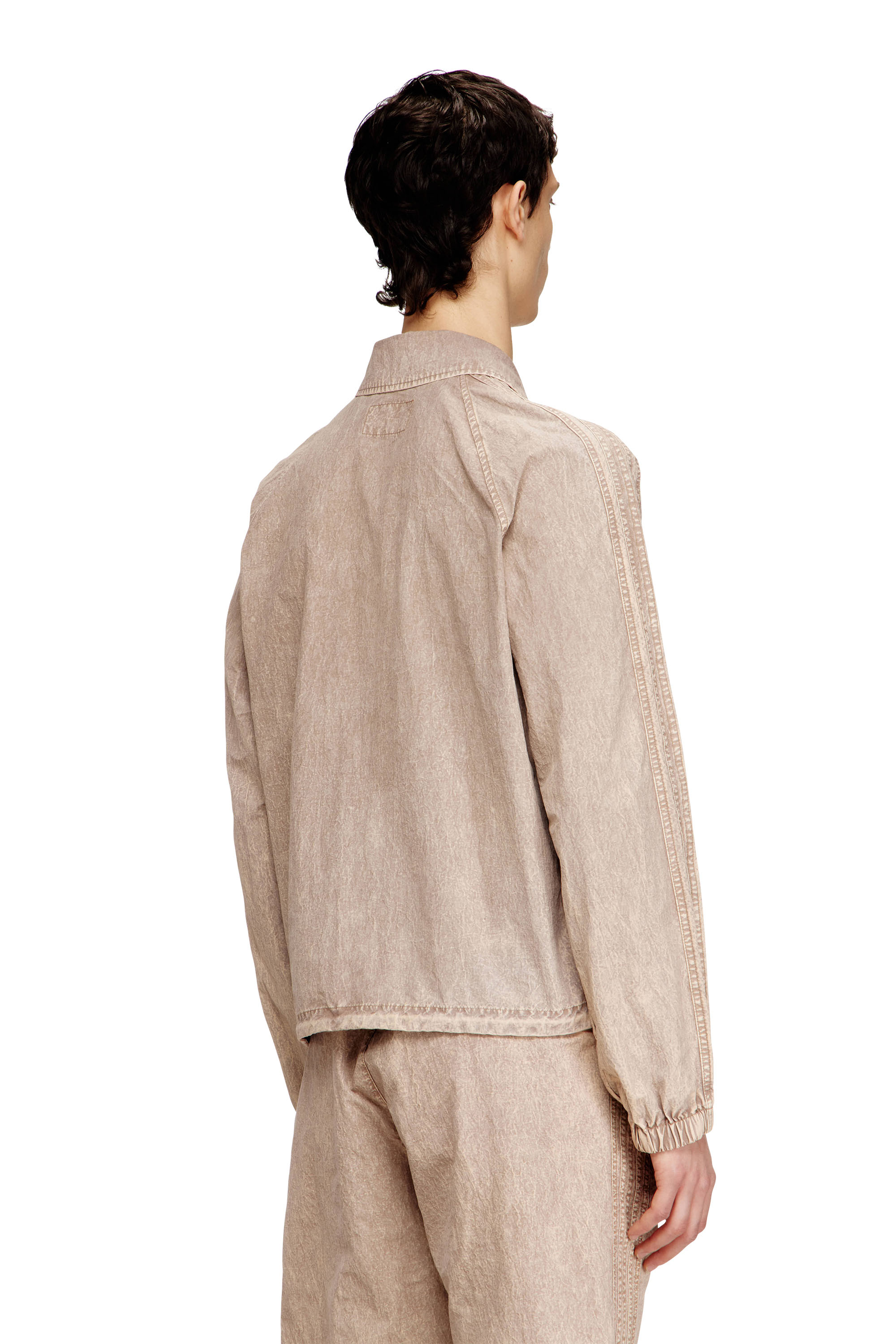 Diesel - J-FENIC-AG, Unisex's Taslan jacket with striped sleeves in Beige - 4