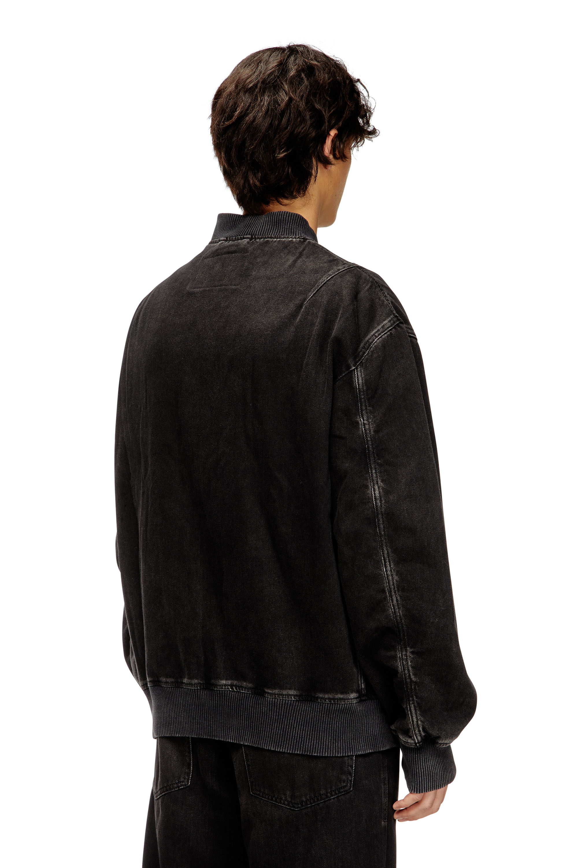 Diesel - D-VINZ, Man's Bomber jacket in clean-wash denim in Black - 4