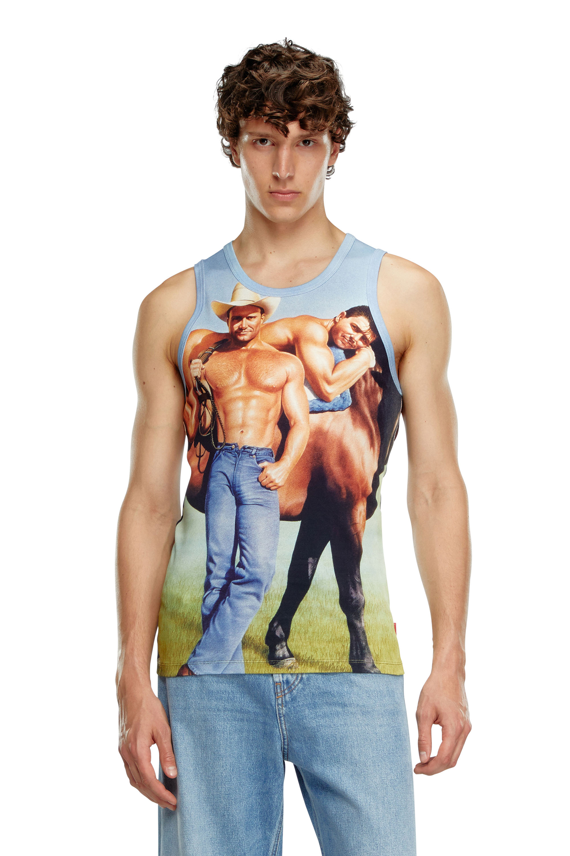 Diesel - PR-T-LIFTY-TANK, Unisex Sleeveless T-shirt with all-over print in Blue - Image 2