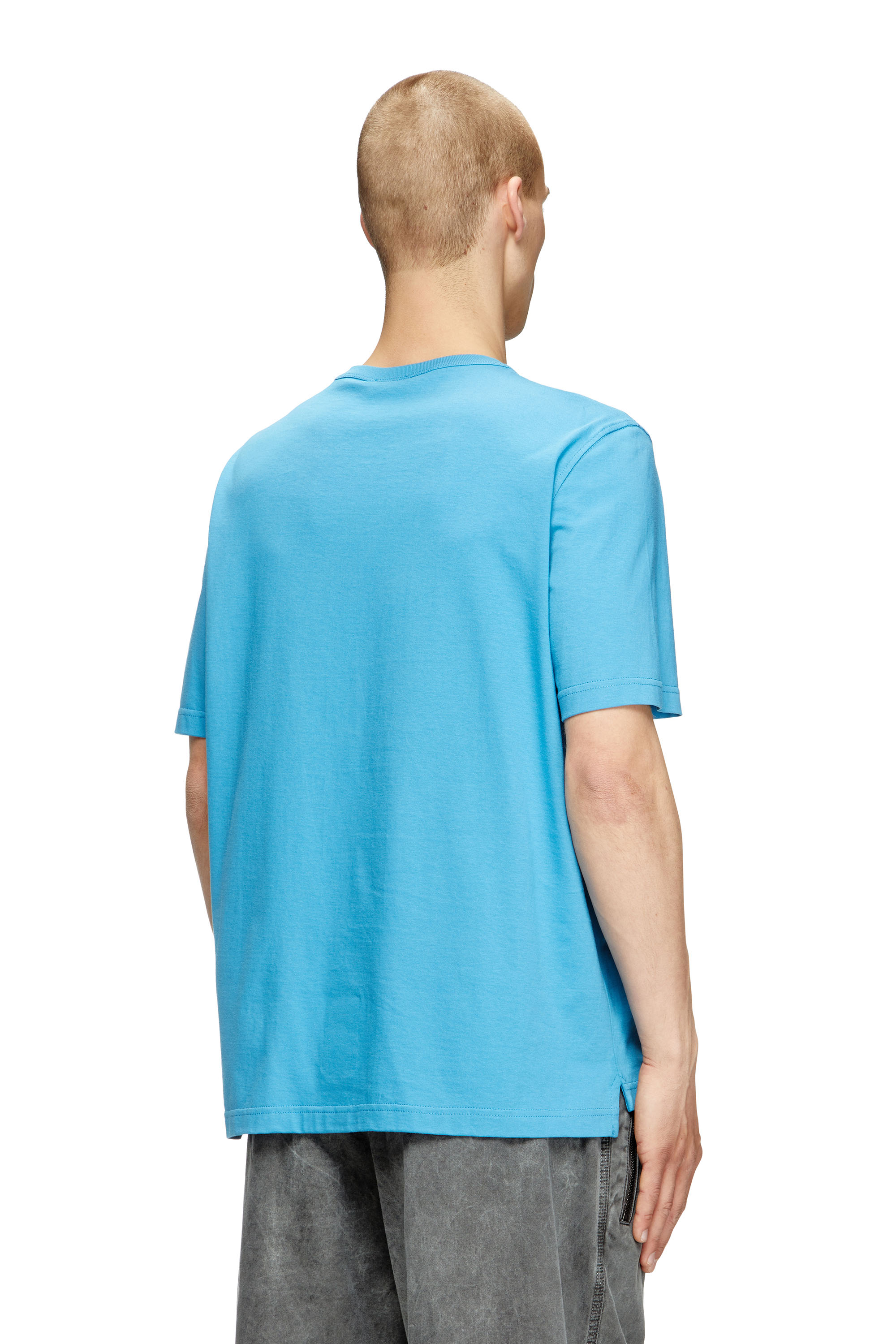 Diesel - T-ADJUST-OD, Man's T-shirt with metallic Oval D in Azure - 4