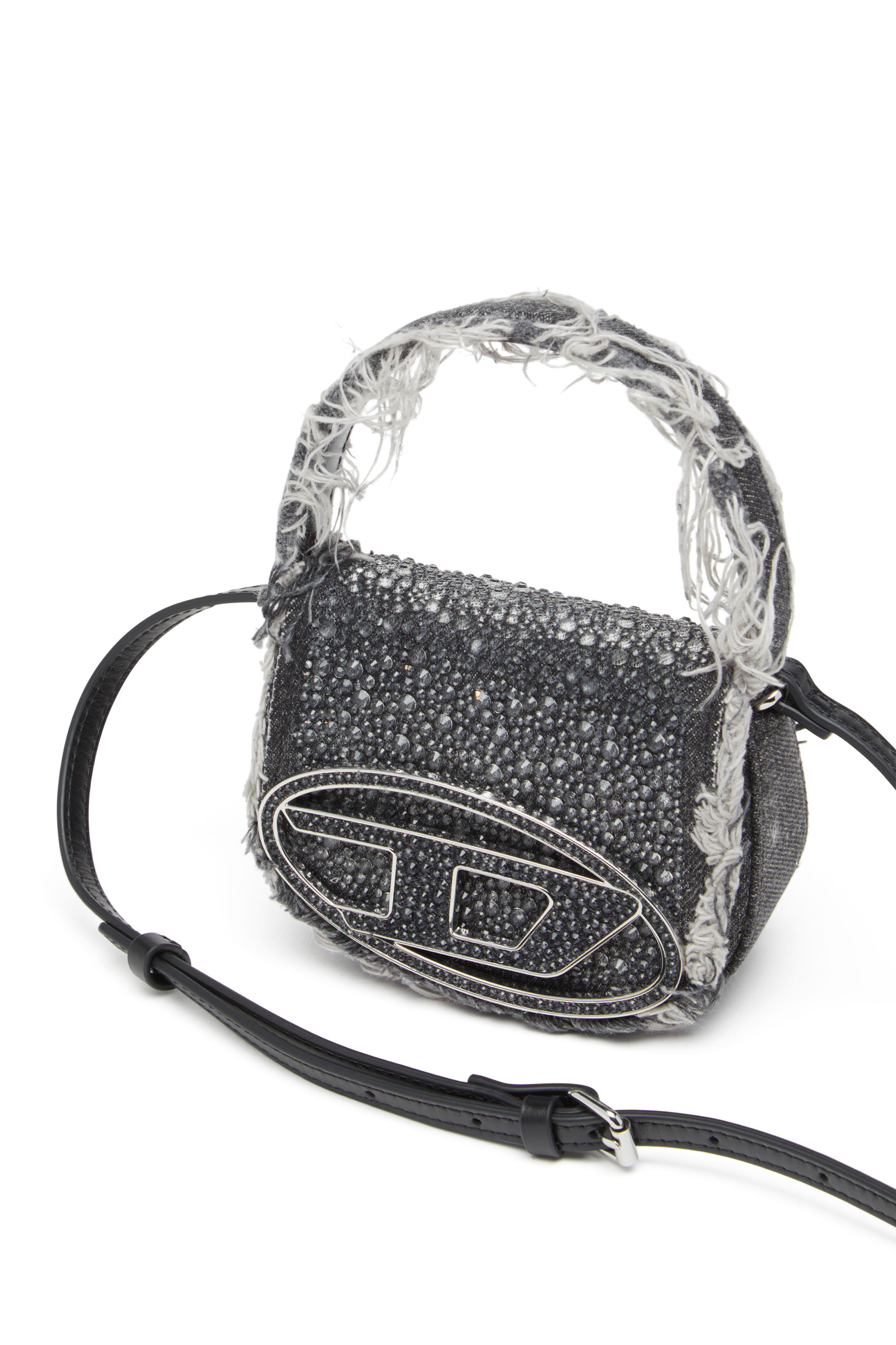 Diesel - 1DR XS, Woman's 1DR XS-Iconic mini bag in denim and crystals in Black - 5