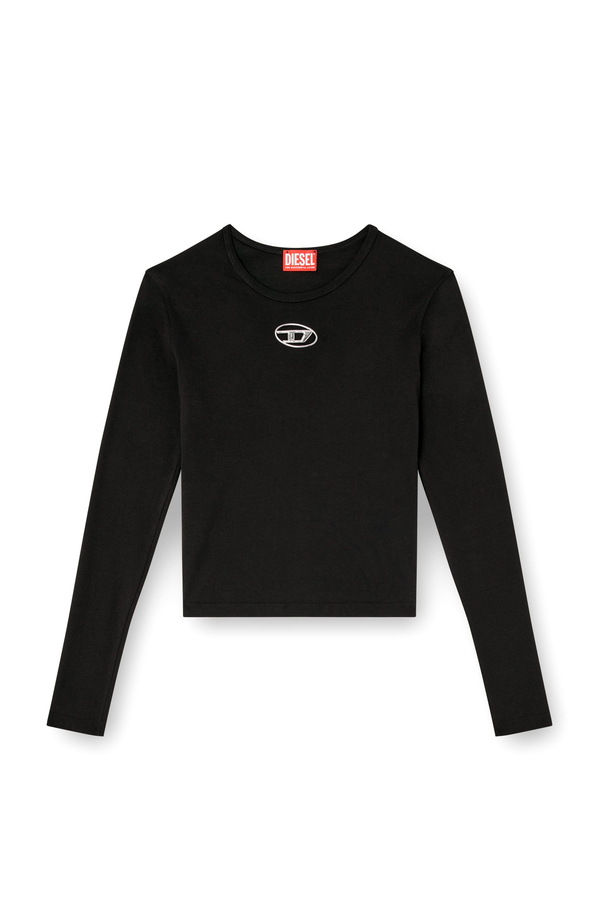 Diesel - T-UNCUTIE-LONG-LS-OD, Woman's Long-sleeve top with Oval D cut-out in Black - 2