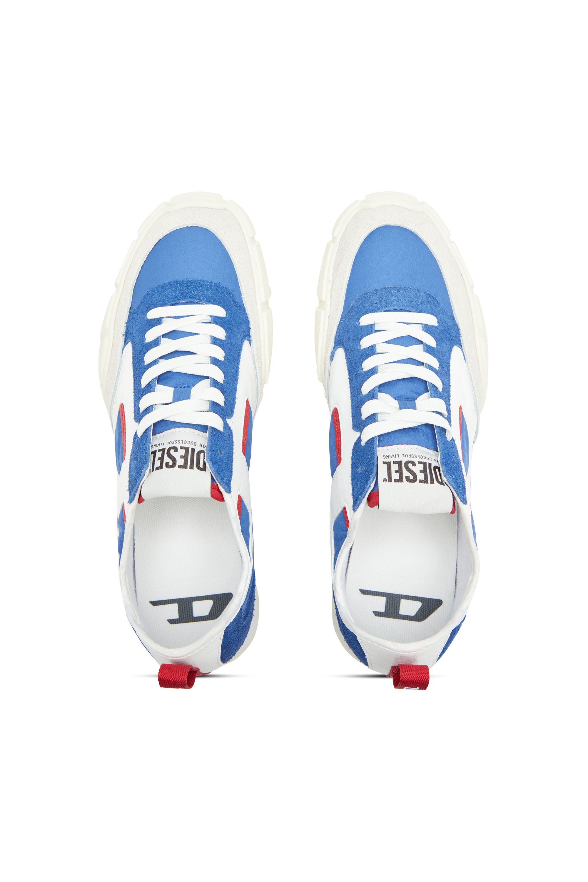 Diesel - S-PAGODHA LOW, Man's S-Pagodha-Sneakers in leather, suede and ripstop in Blue - 4