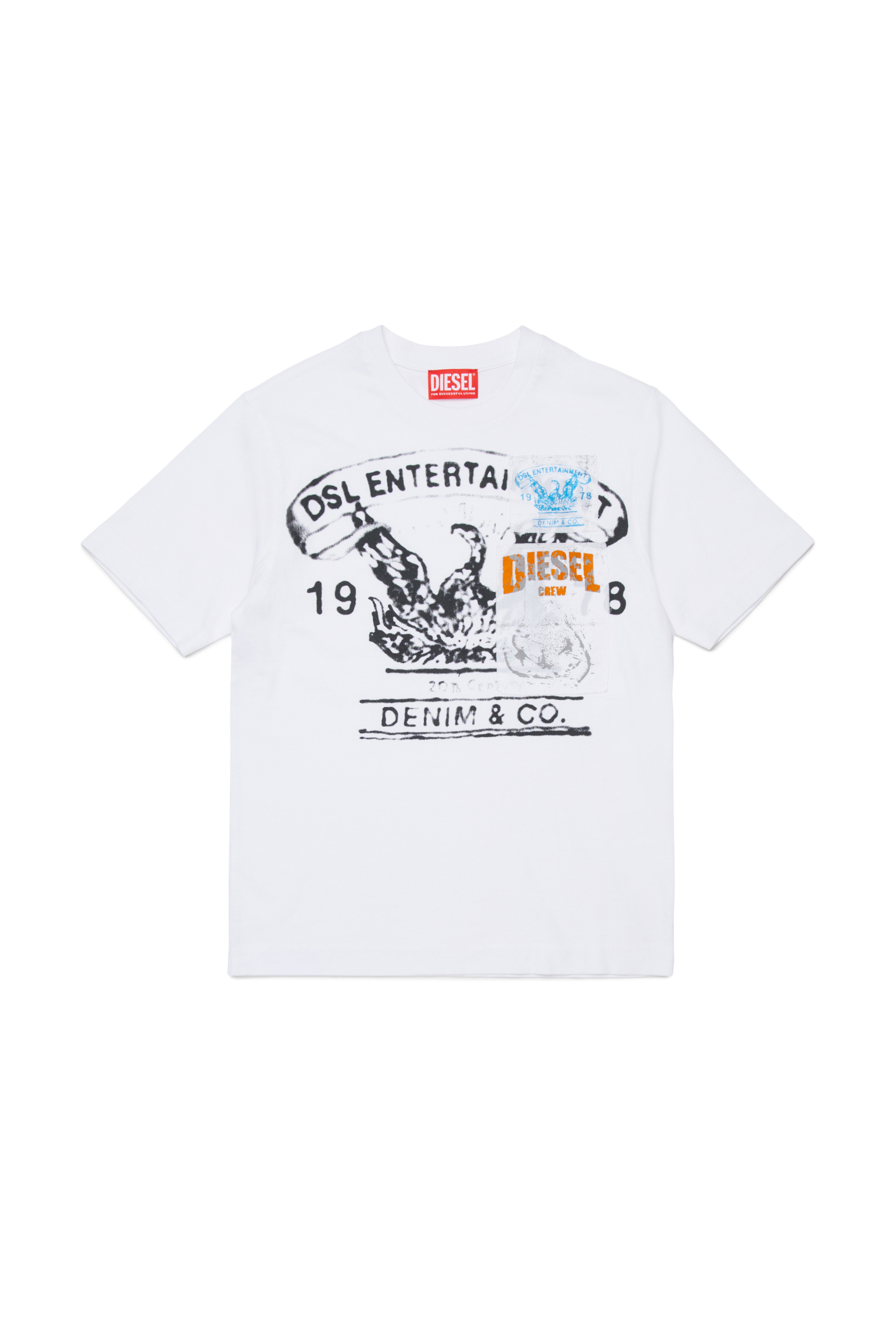 Diesel - TDERSIM OVER, Man's T-shirt with vintage-style print in White - 1