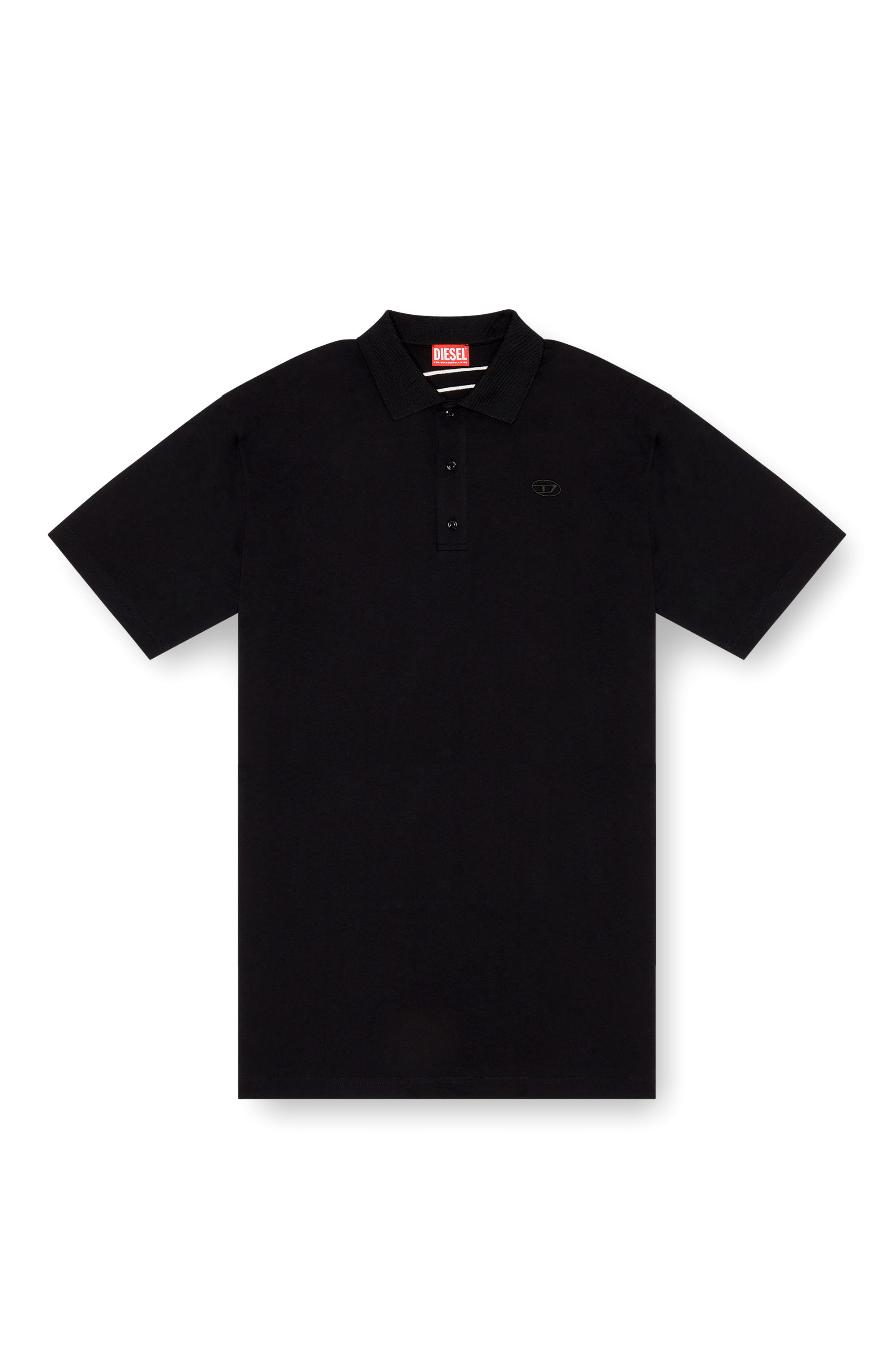 Diesel - T-VORT-MEGOVAL-D, Man's Polo shirt with maxi oval D embroidery in Black - 3