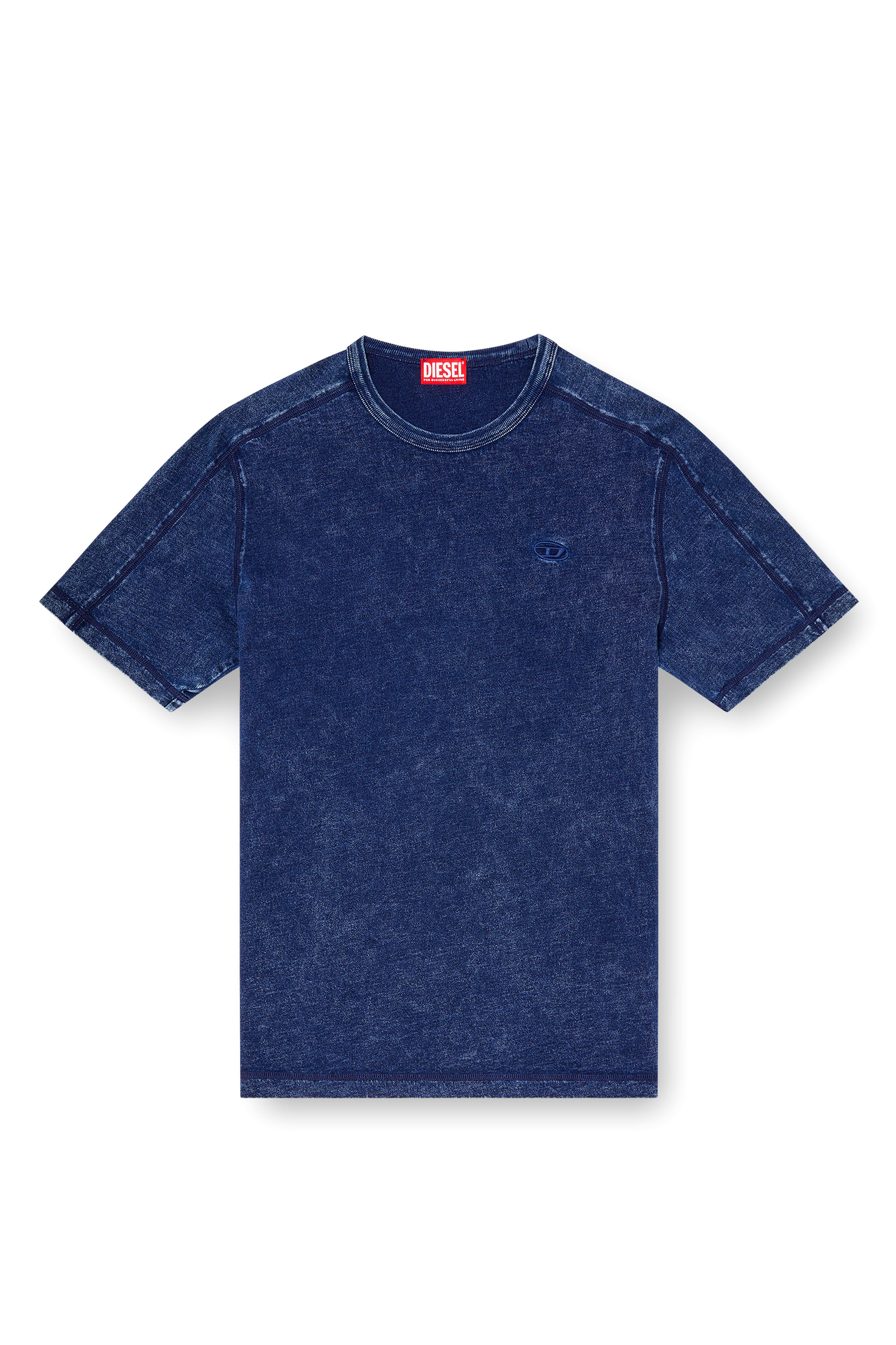 Diesel - T-ADJIND, Man's Denim-look jersey T-shirt in Blue - 3