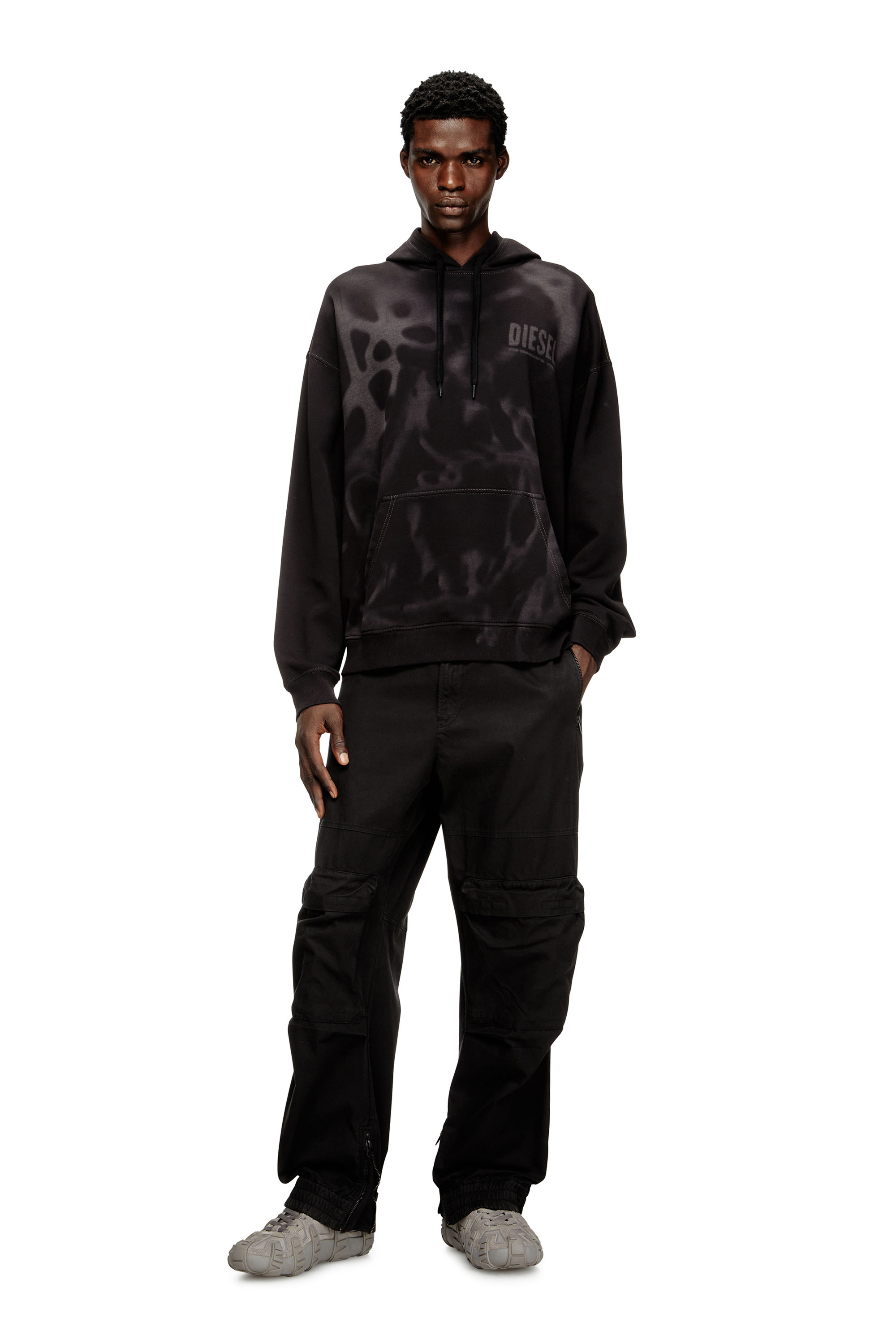 Diesel - S-BOXT-HOOD-V2, Man's Cotton hoodie with lasered prints in Black - 2