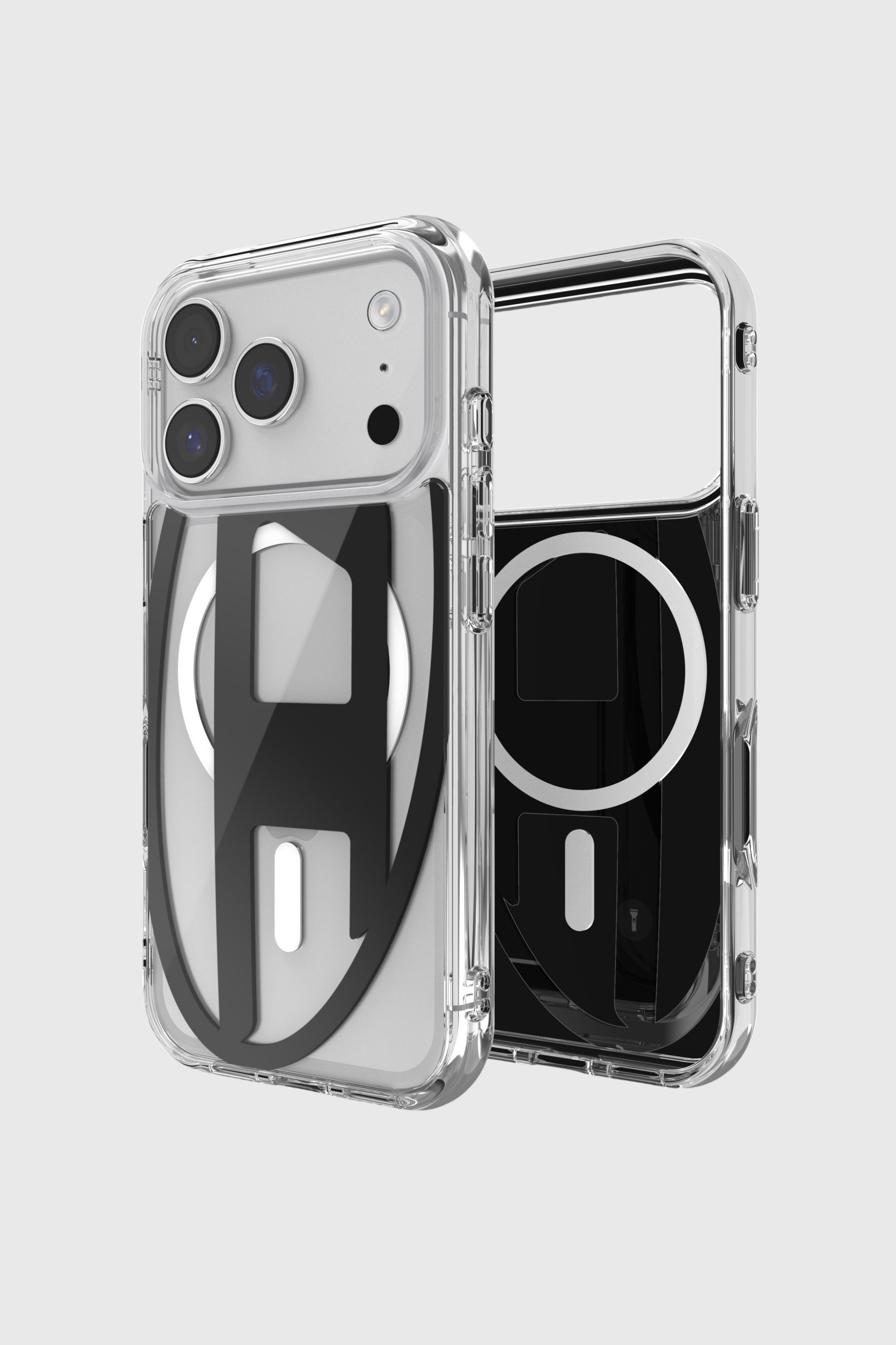 Diesel - 60417 AOP CASE, Unisex's Oval D metallic case with magsafe for iPhone 17 Pro in Black - 1