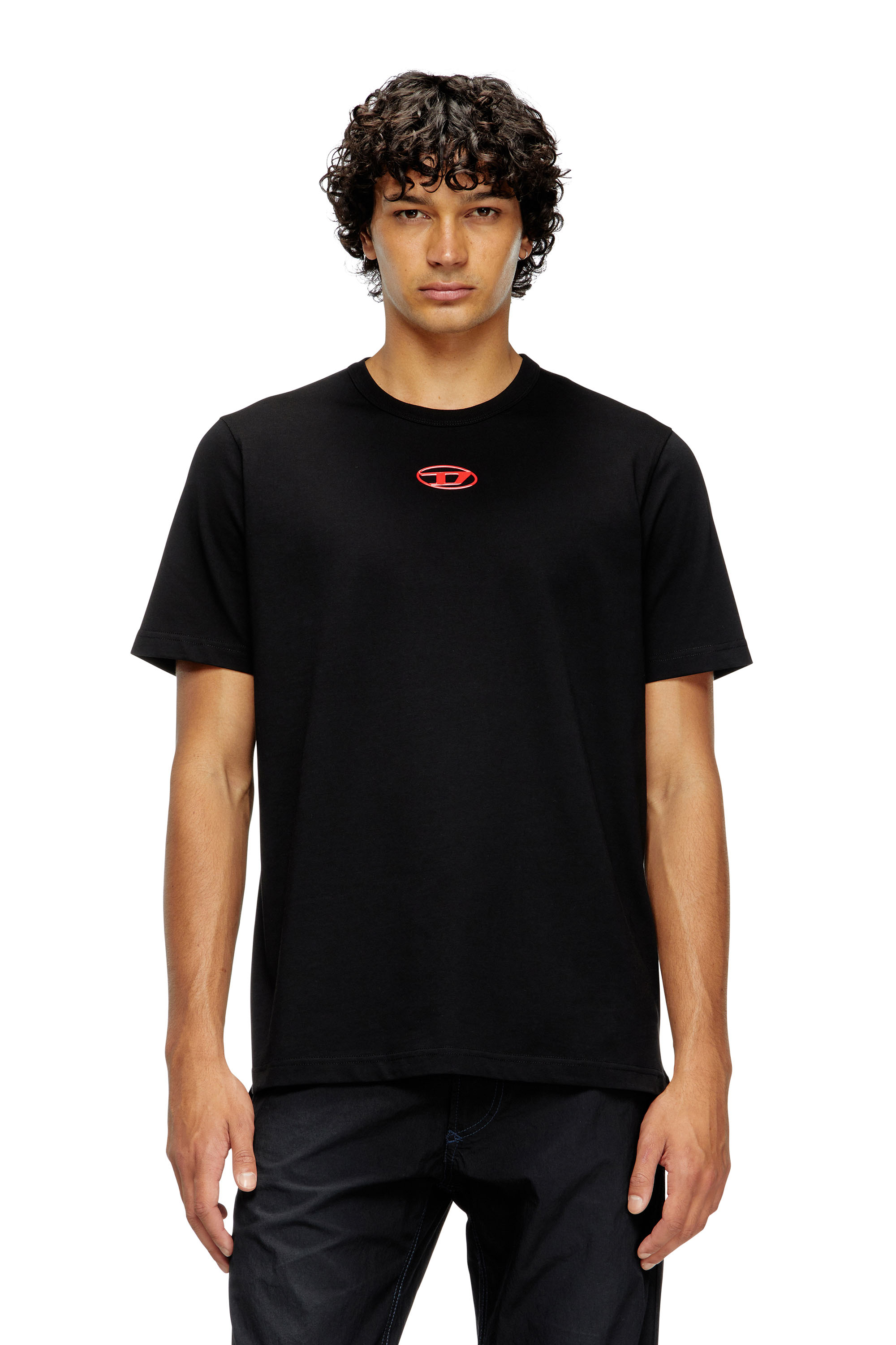 Diesel - T-ADJUST-OD, Man's T-shirt with metallic Oval D in Black - 3