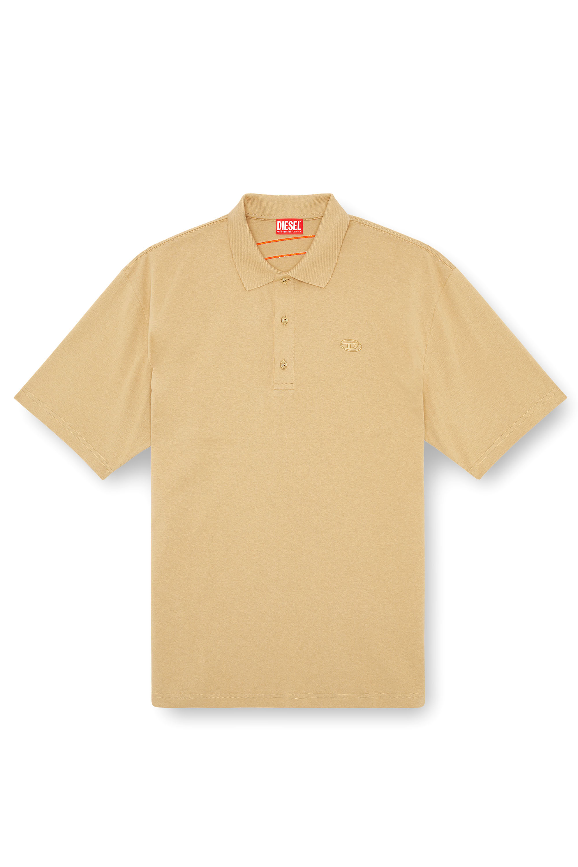 Diesel - T-VORT-MEGOVAL-D, Man's Polo shirt with maxi oval D embroidery in Light Brown - 3