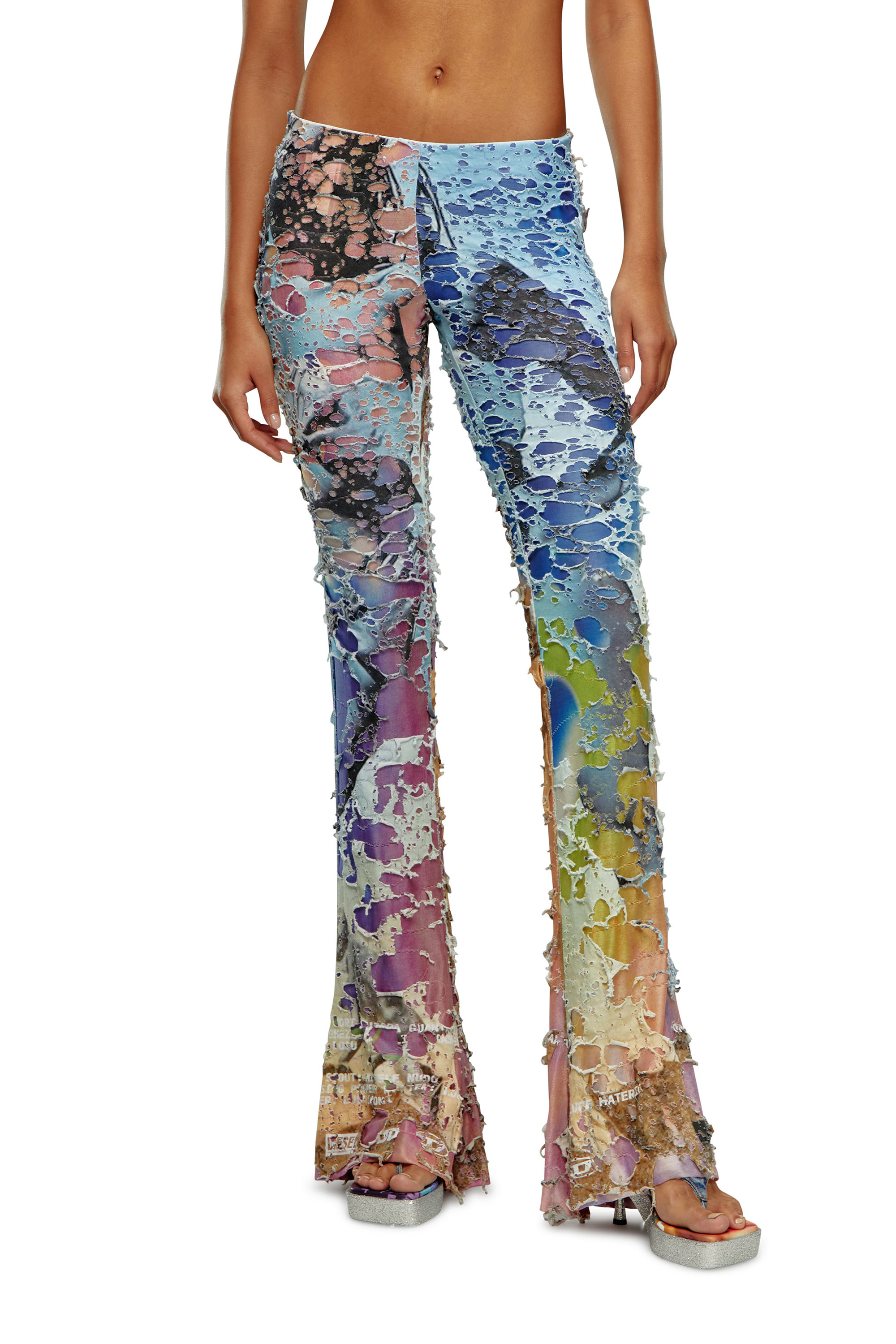 Diesel - P-MAYIM, Woman Destroyed pants with cinema prints in Multicolor - Image 1