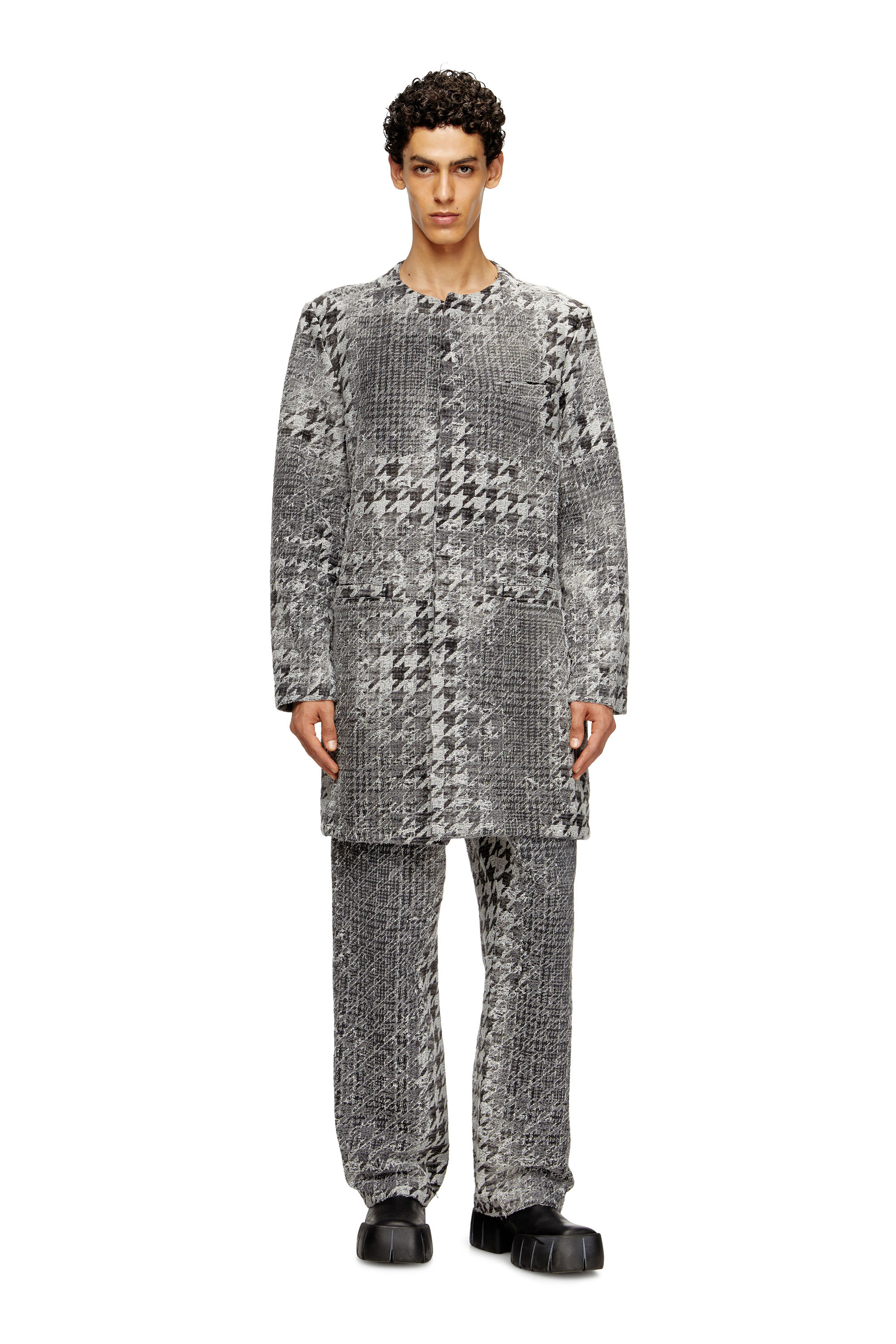 Diesel - D-LOT-FSH, Unisex's Coat in Prince of Wales jacquard denim in Black/White - 3