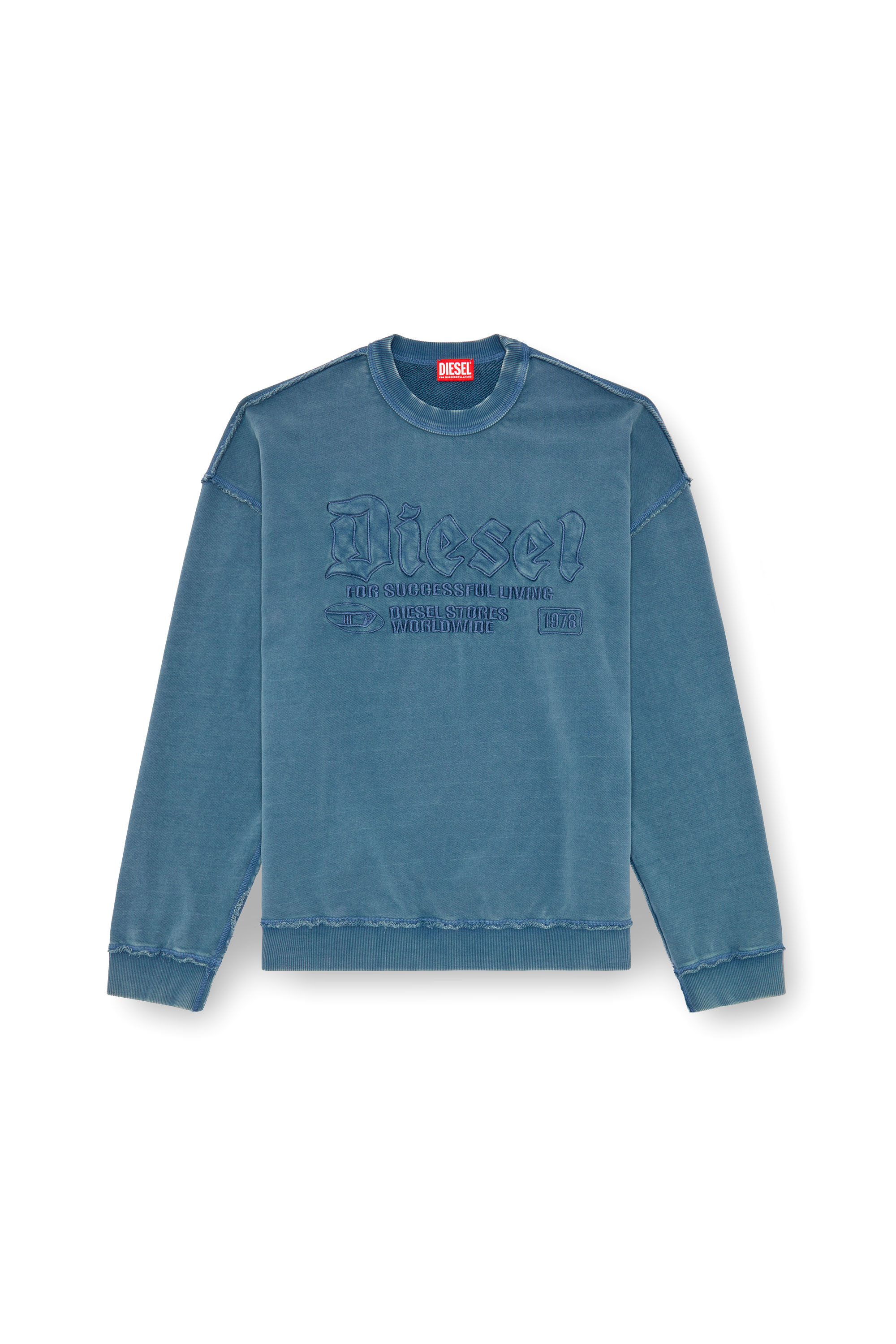 Diesel - S-BOXT-RAW, Man Sweatshirt with logo embroidery in Blue - Image 3