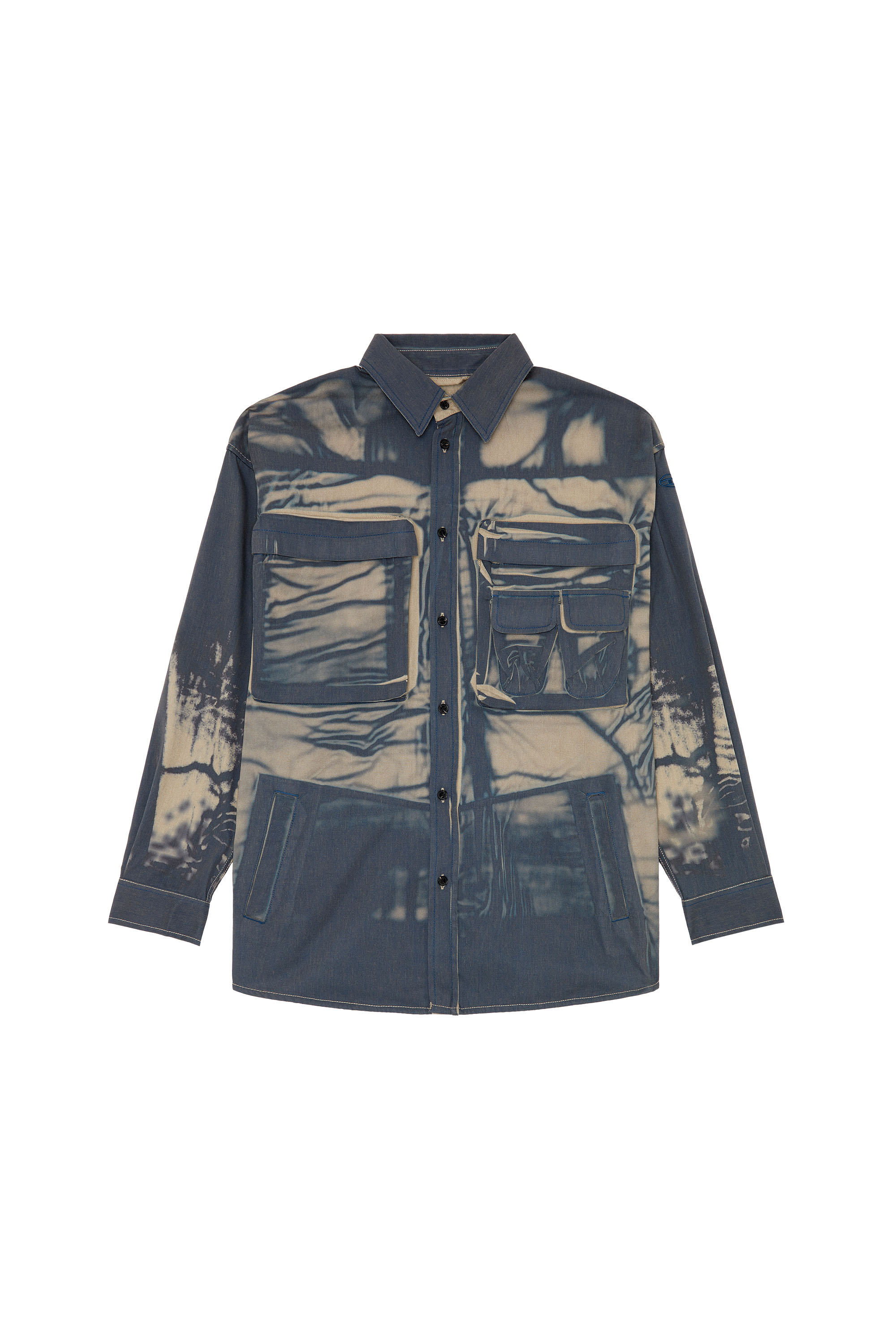 Diesel - S-CADD, Man Cargo shirt with creased print in Multicolor - Image 3