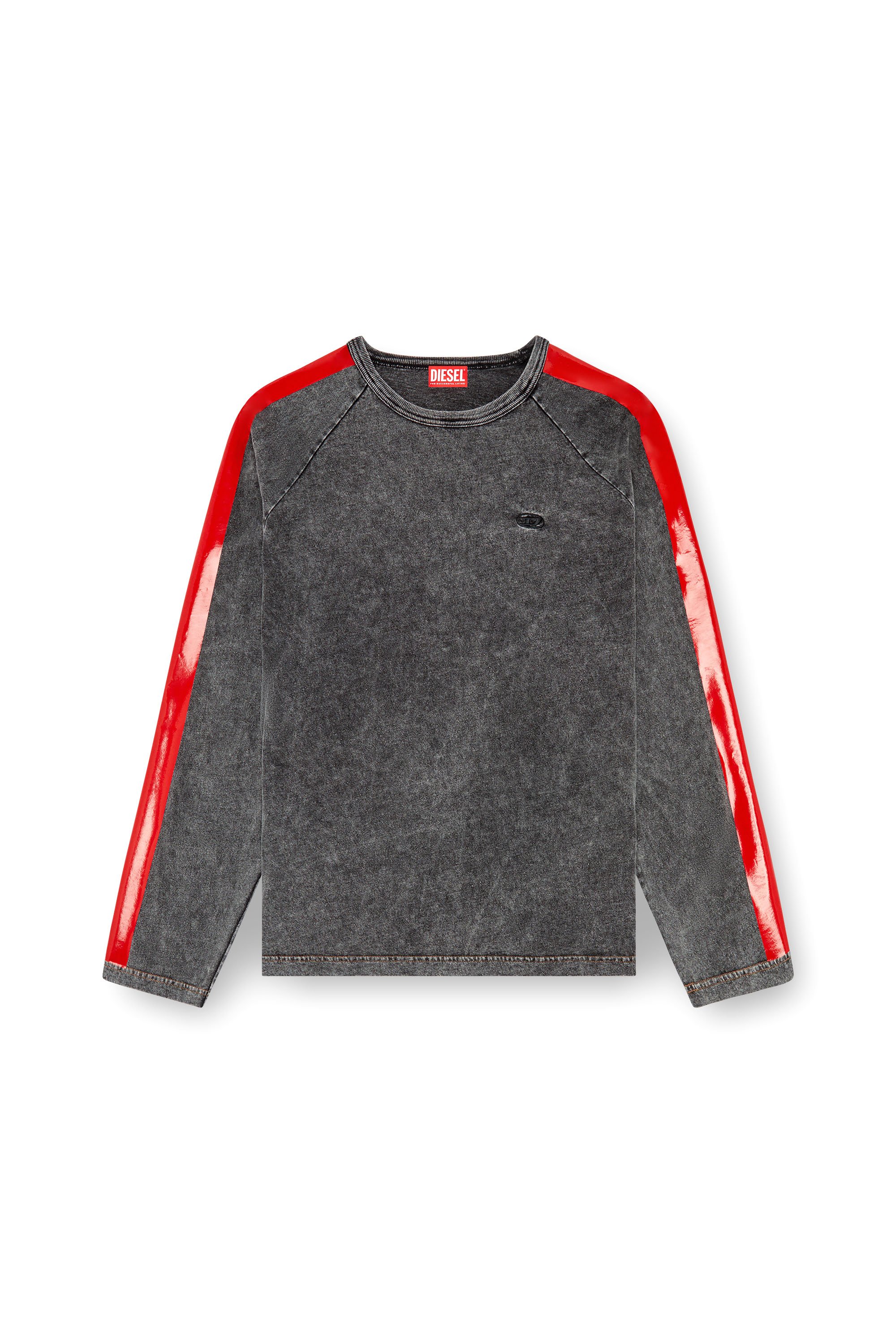 Diesel - T-REDROXT, Man's Long-sleeve T-shirt with glossy bands in Black - 3