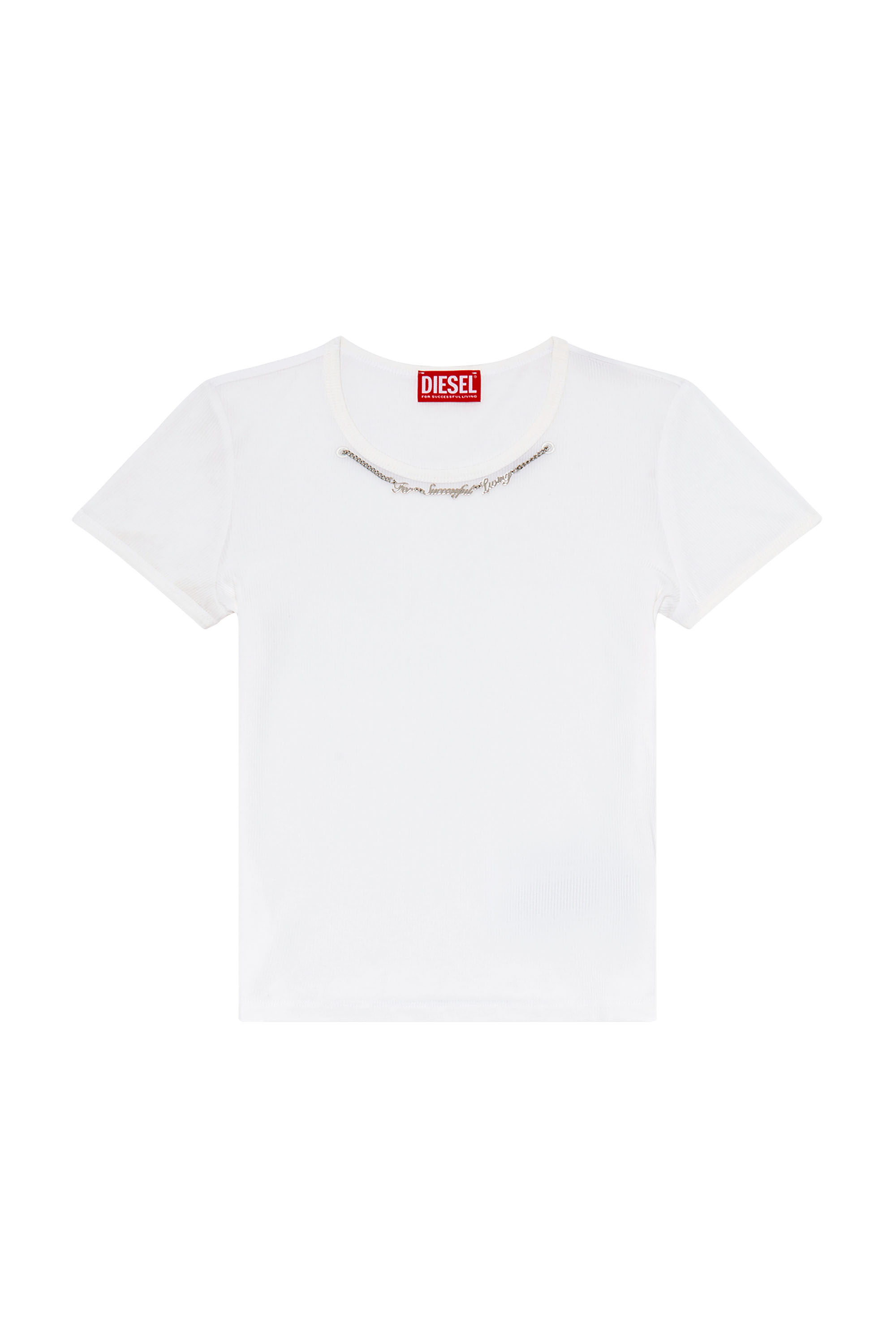 Diesel - T-MATIC, Woman Ribbed-jersey top with chain necklace in White - Image 5